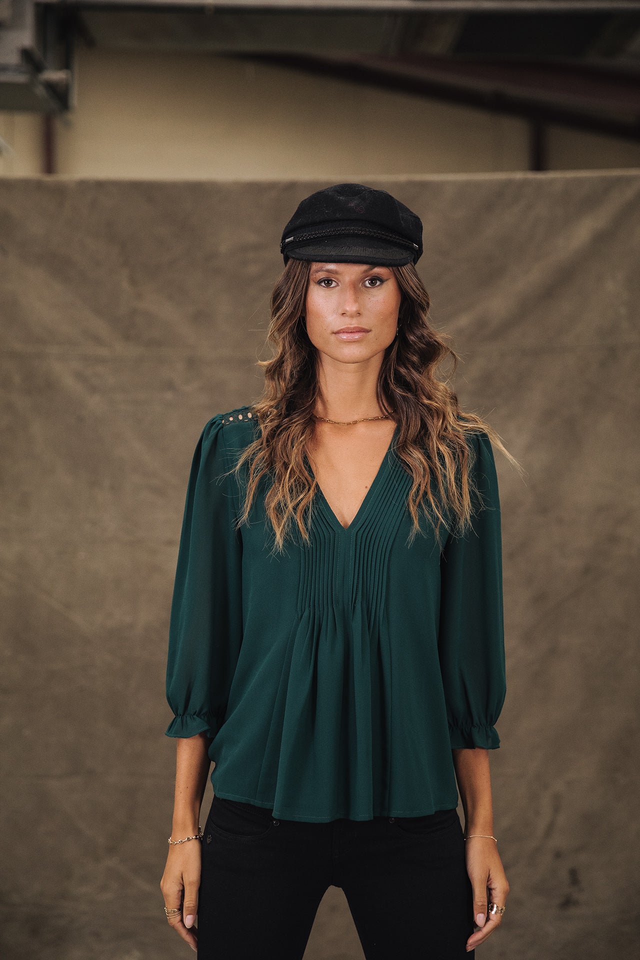 Top manches 3/4 Woman Kamille Voile deep teal | Freeman T. Porter