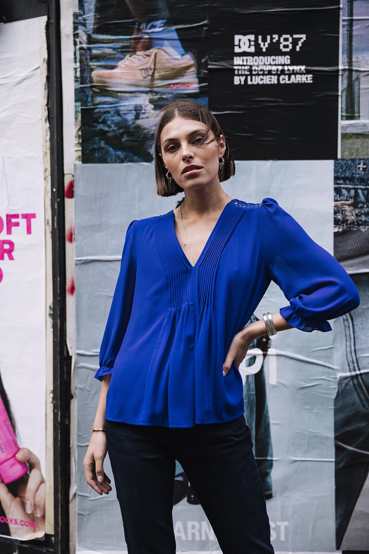 Top manches 3/4 Femme Kamille Voile electric blue | Freeman T. Porter