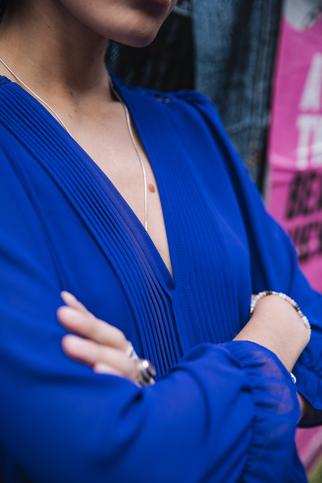 Top manches 3/4 Femme Kamille Voile electric blue | Freeman T. Porter