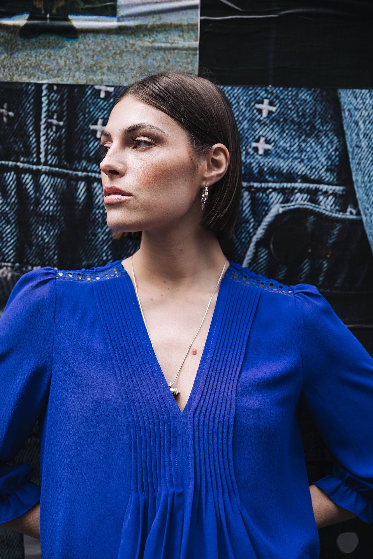 Top manches 3/4 Woman Kamille Voile electric blue | Freeman T. Porter