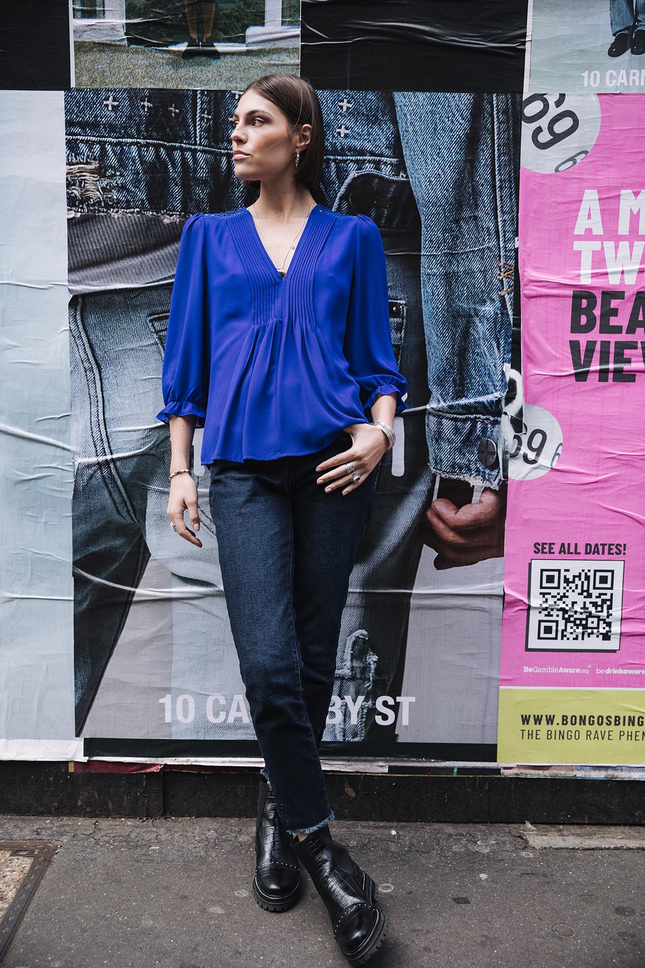 Top manches 3/4 Woman Kamille Voile electric blue | Freeman T. Porter