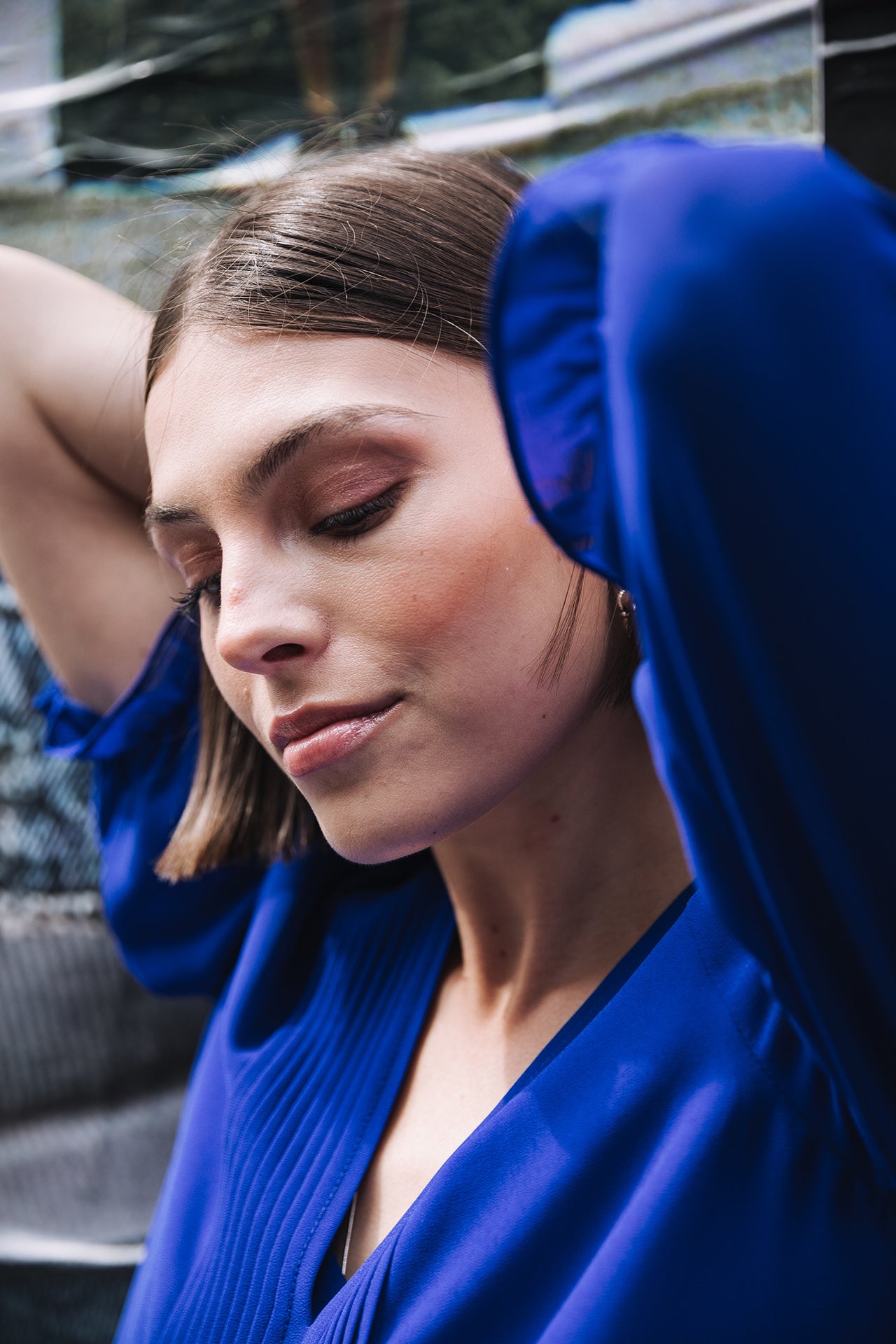 Top manches 3/4 Woman Kamille Voile electric blue | Freeman T. Porter