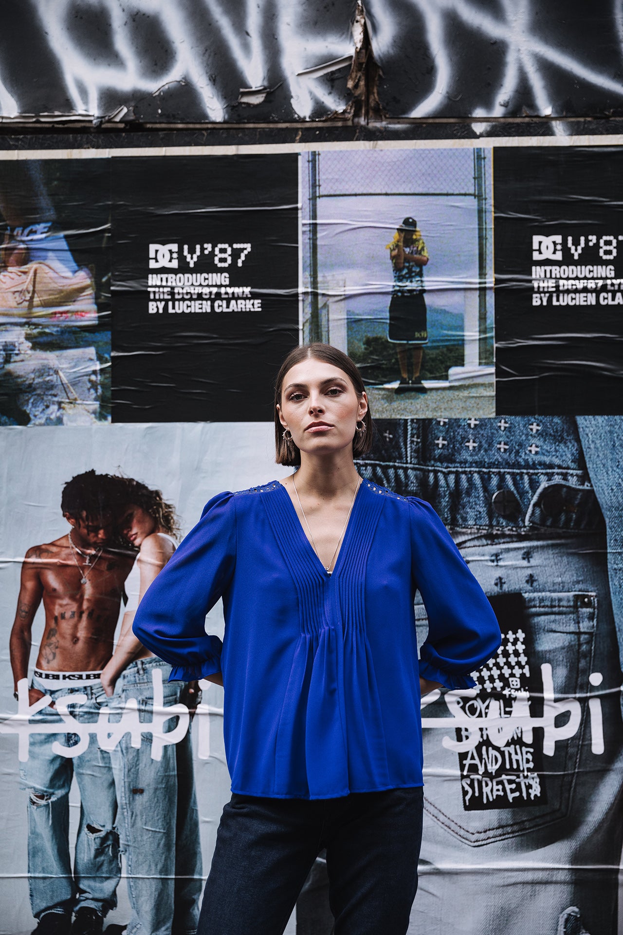 Top manches 3/4 Woman Kamille Voile electric blue | Freeman T. Porter