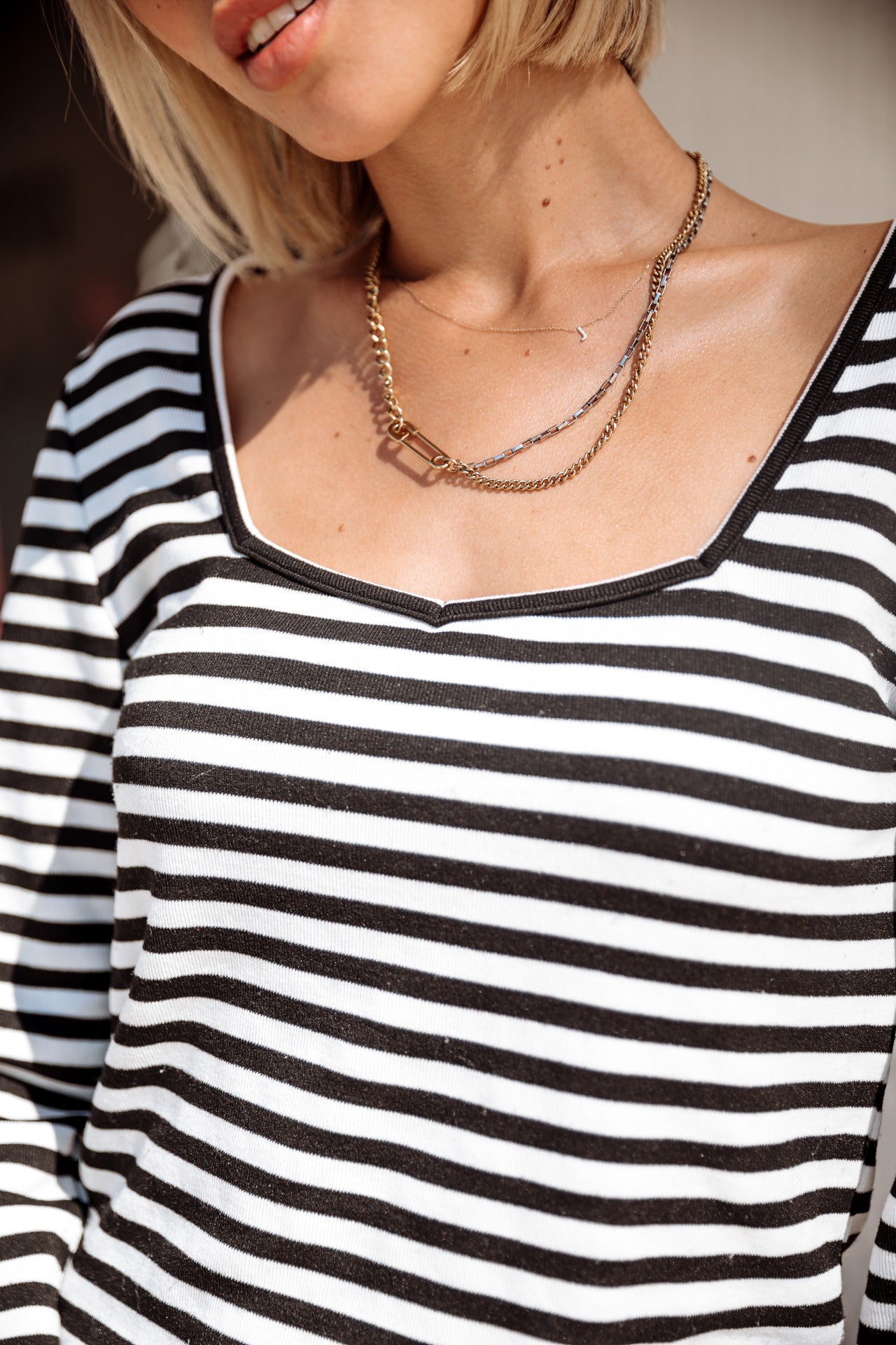 T-Shirt manches 3/4 Woman Tolma Stripes white | Freeman T. Porter