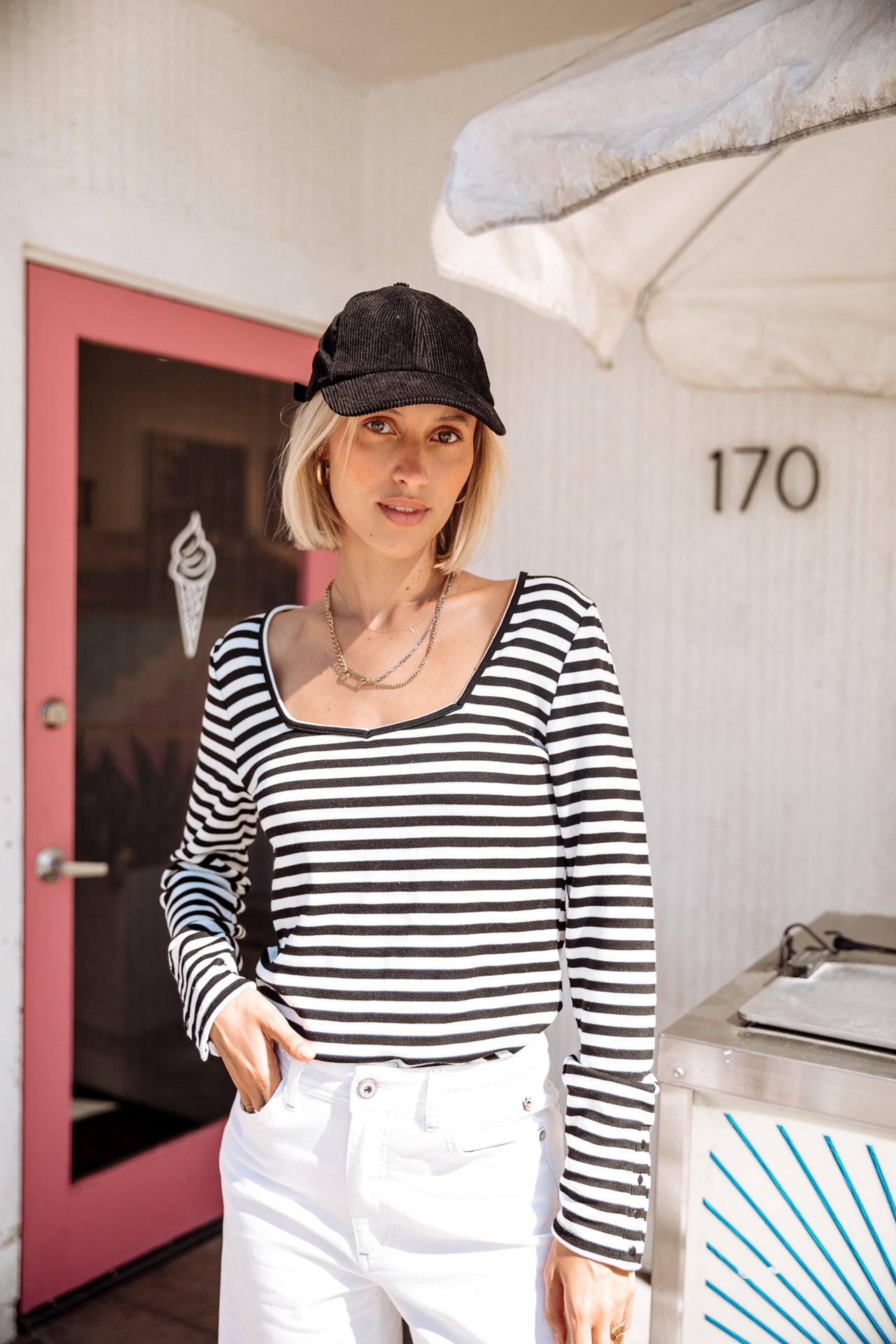 T-Shirt manches 3/4 Woman Tolma Stripes white | Freeman T. Porter