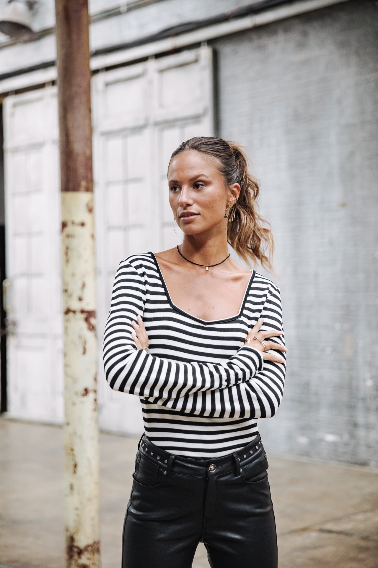 T-Shirt manches 3/4 Woman Tolma Stripes white | Freeman T. Porter