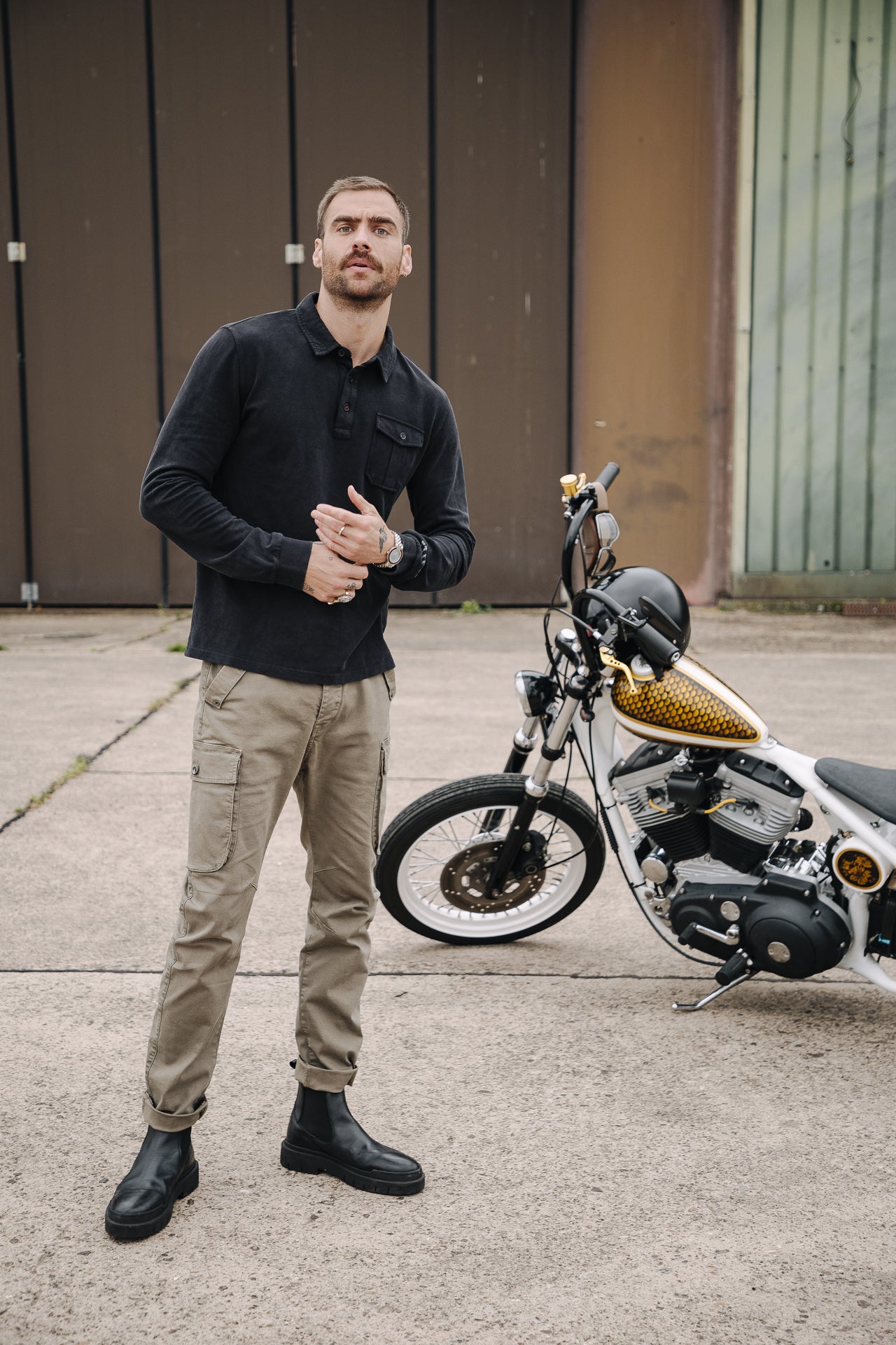 Polo manches longues Hombres Matthew Maclado black | Freeman T. Porter