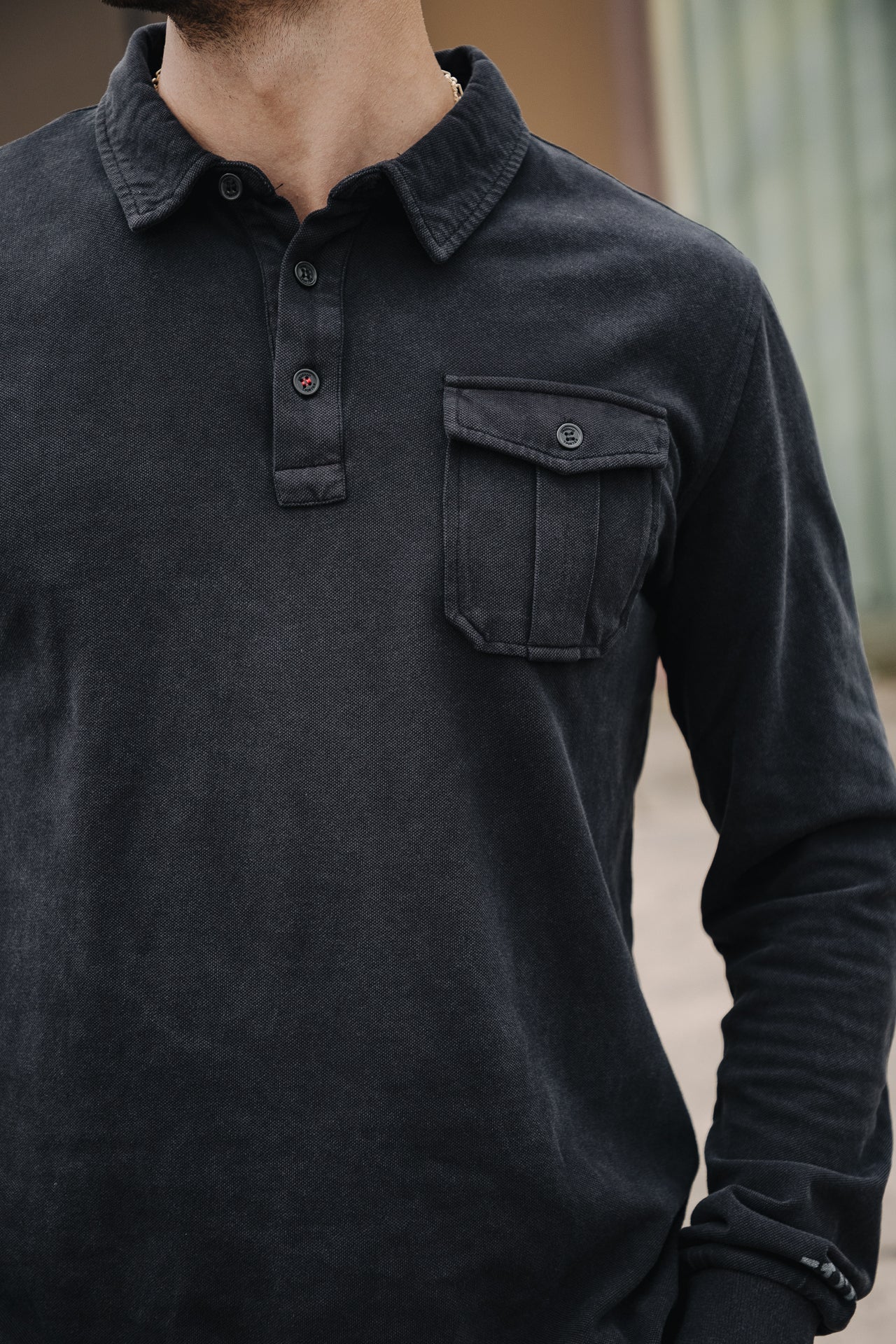 Polo manches longues Hombres Matthew Maclado black | Freeman T. Porter