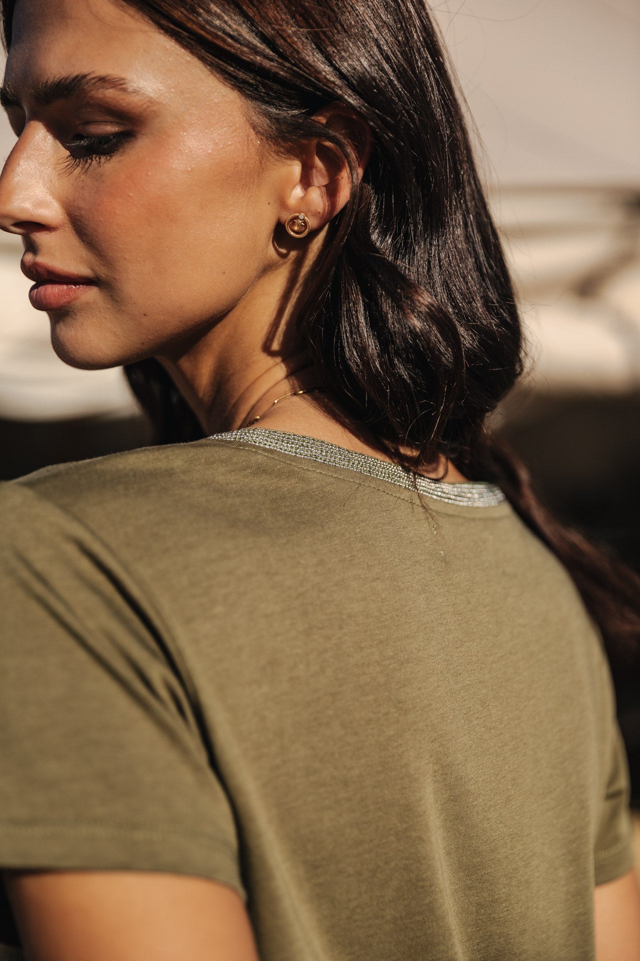T-Shirt col V Woman Tora dusty olive | Freeman T. Porter