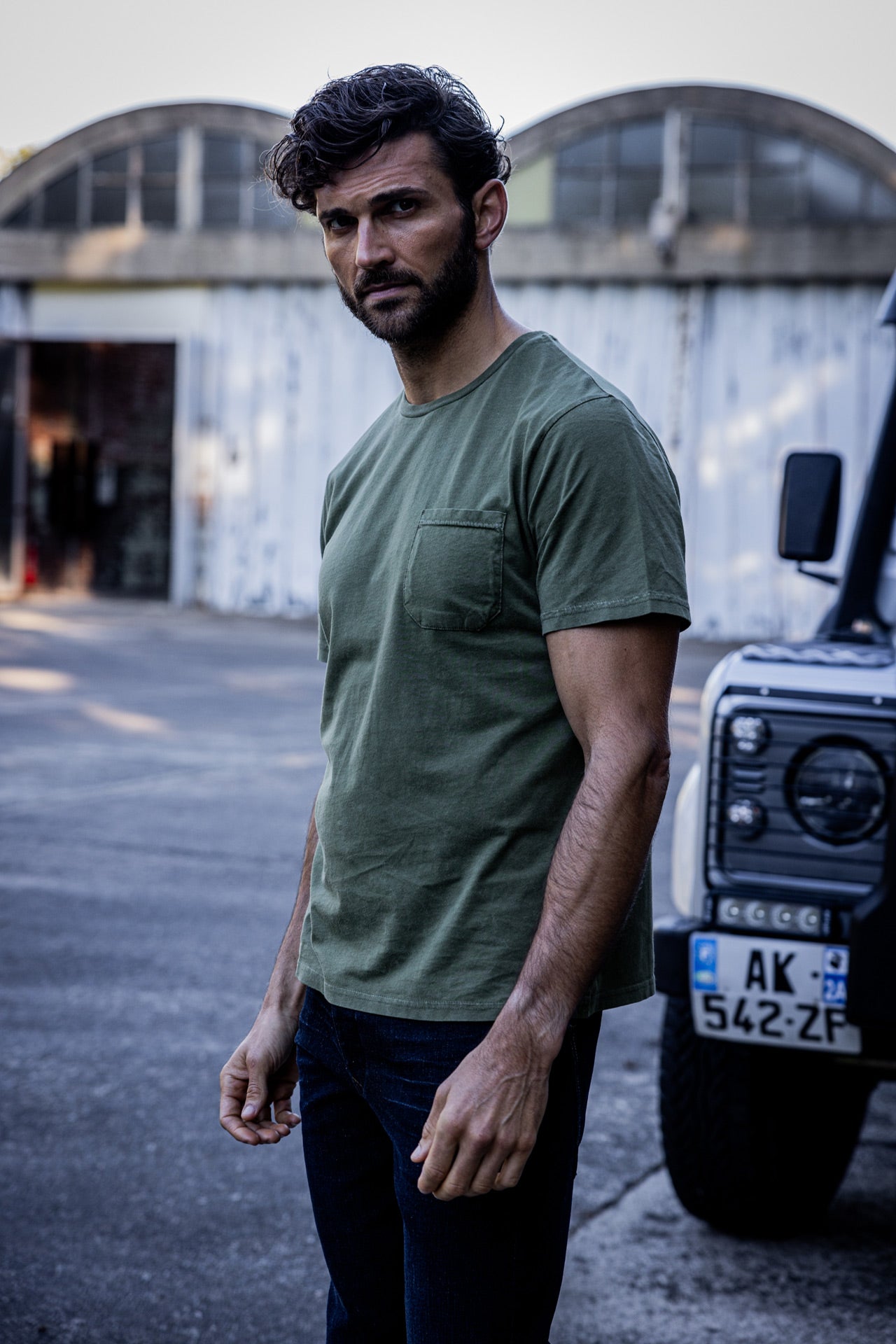 T-Shirt col rond Hombres Flavio Illinois winter moss | Freeman T. Porter