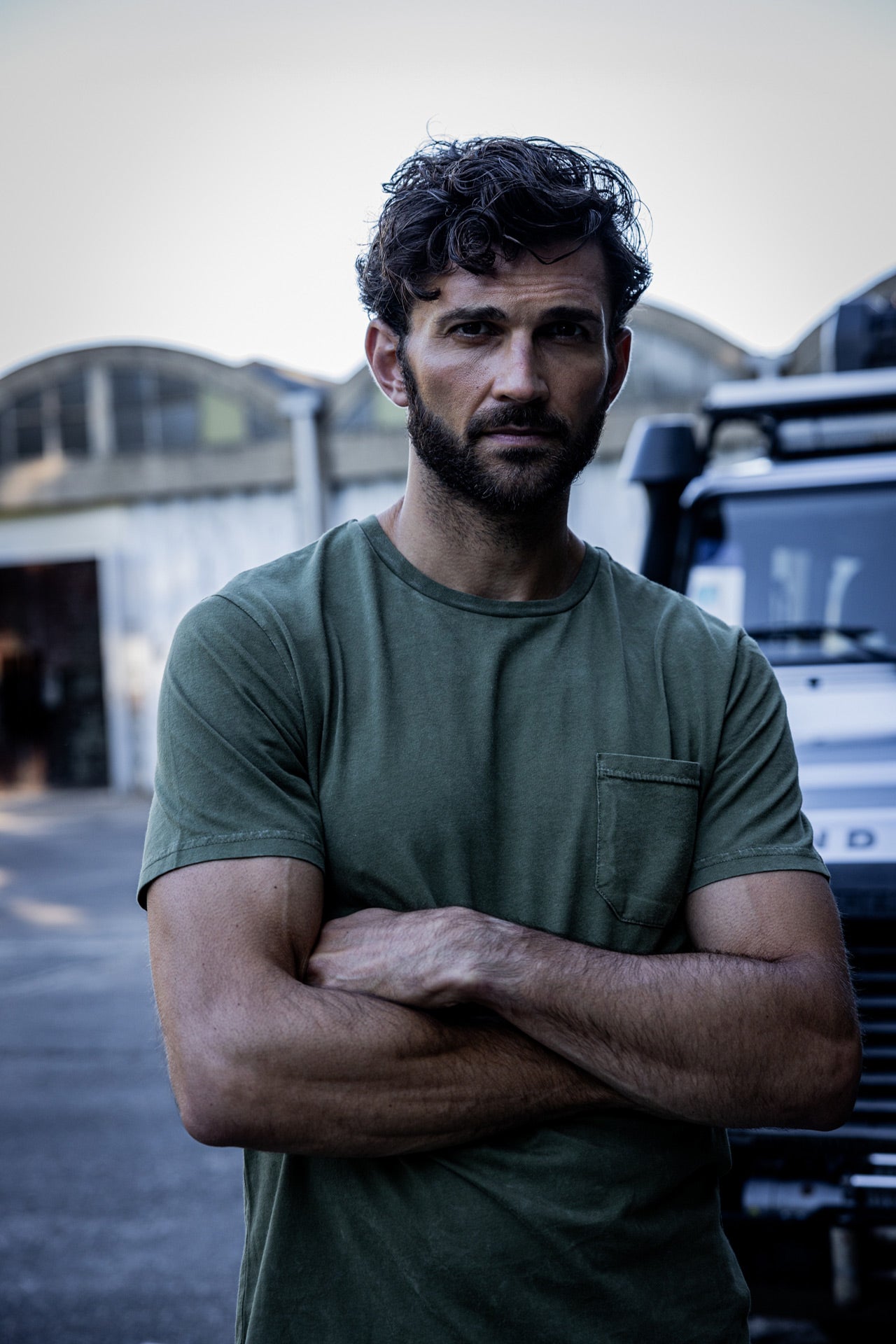 T-Shirt col rond Hombres Flavio Illinois winter moss | Freeman T. Porter