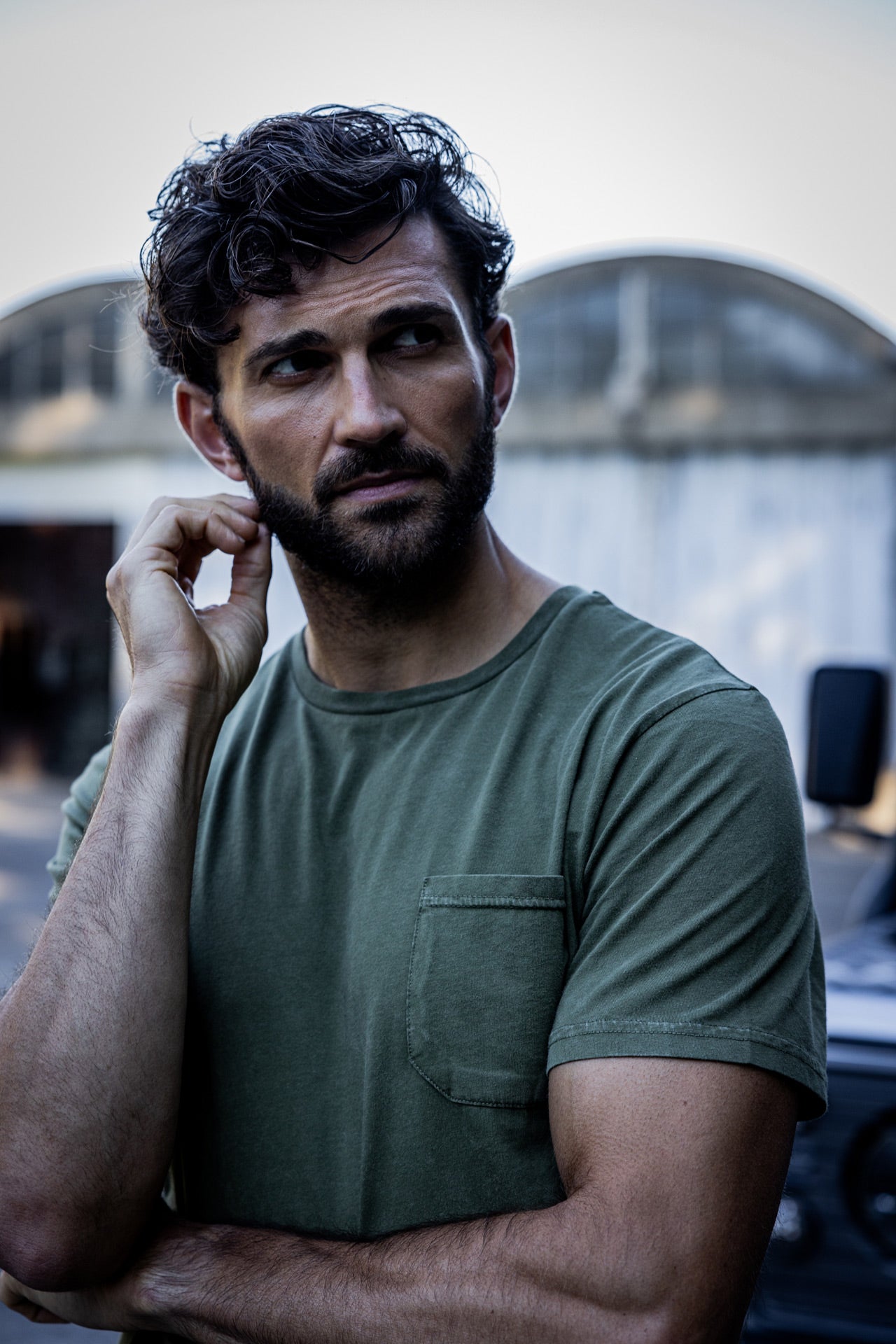 T-Shirt col rond Hombres Flavio Illinois winter moss | Freeman T. Porter