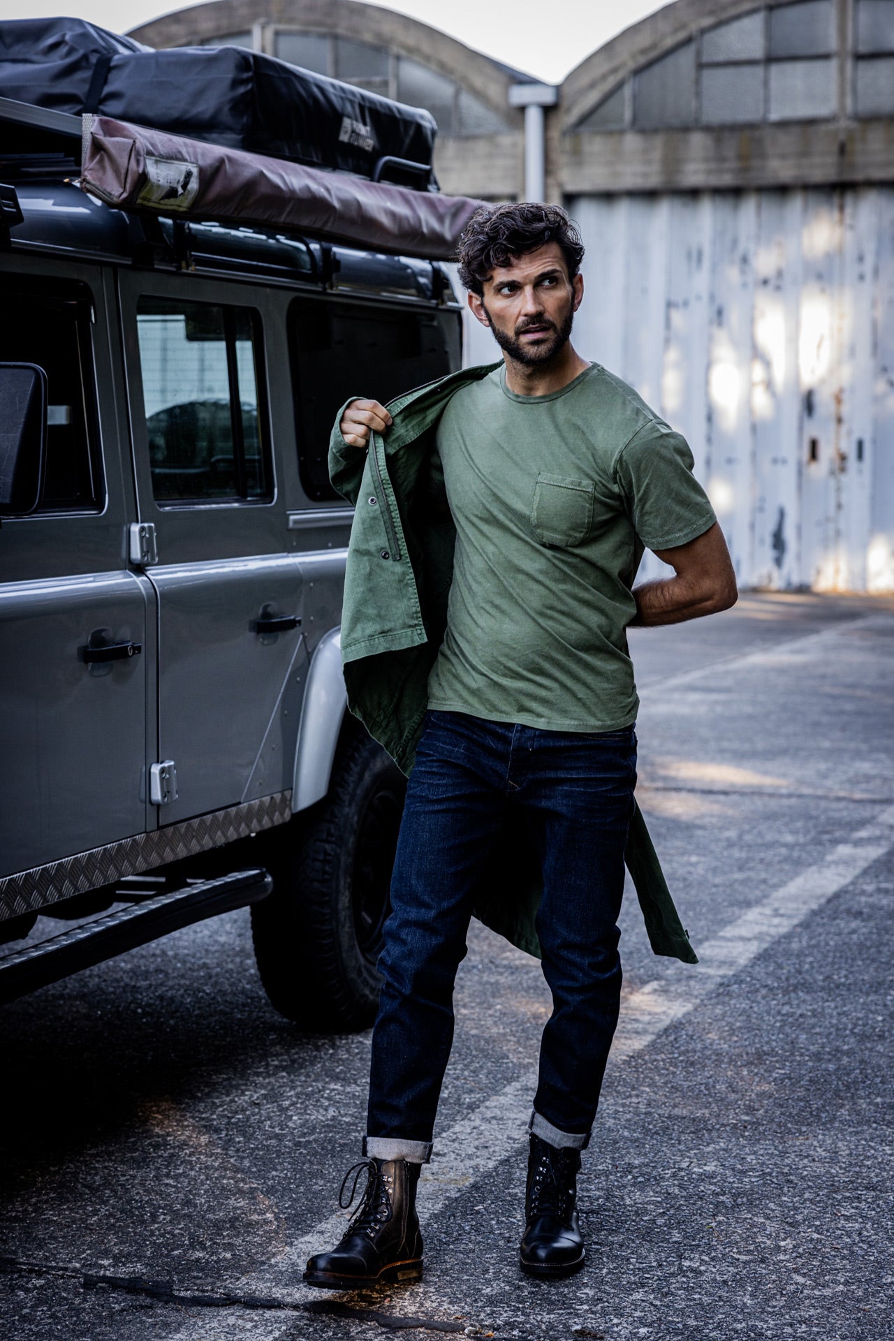 T-Shirt col rond Hombres Flavio Illinois winter moss | Freeman T. Porter