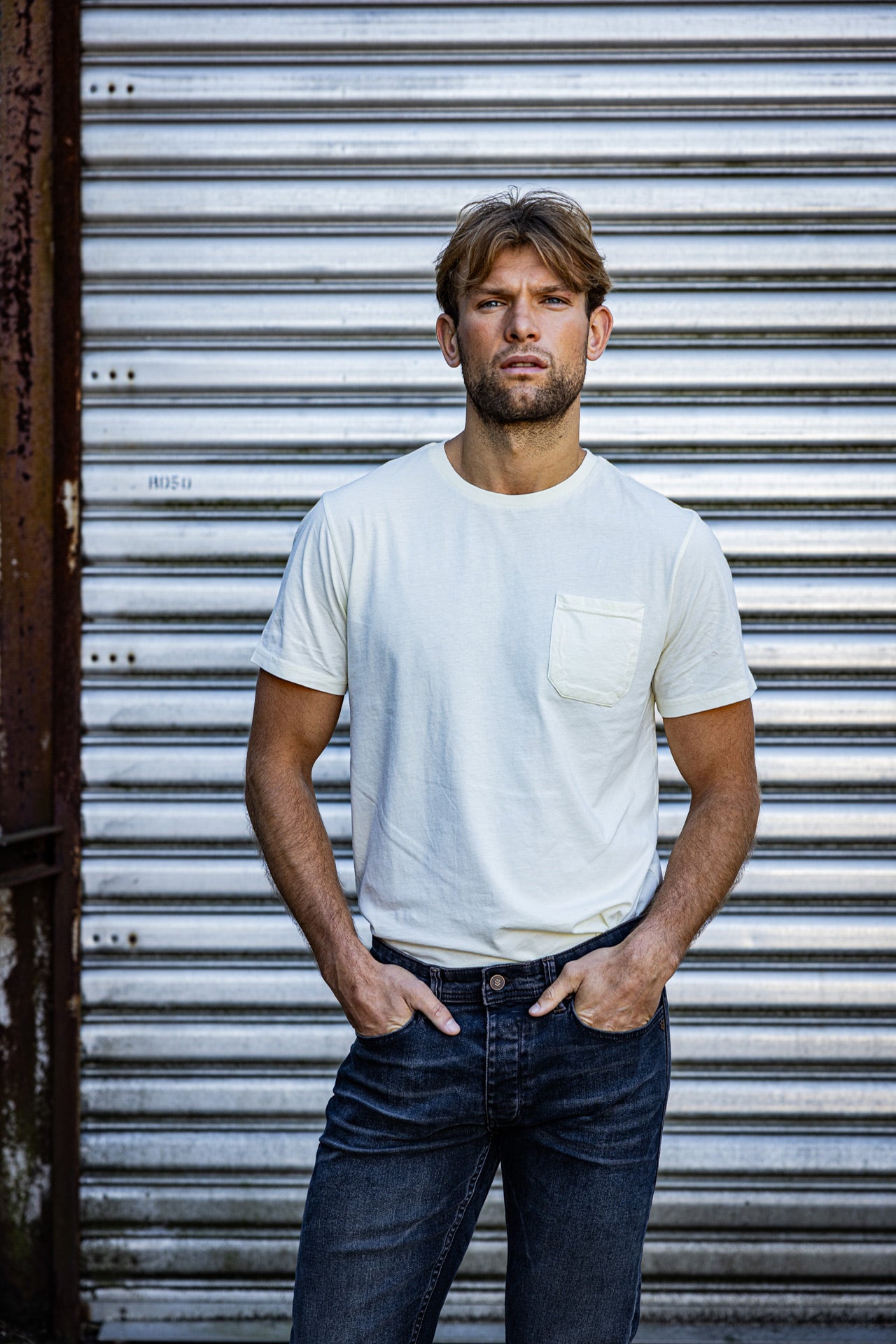 T-Shirt col rond Hombres Flavio Illinois egret | Freeman T. Porter