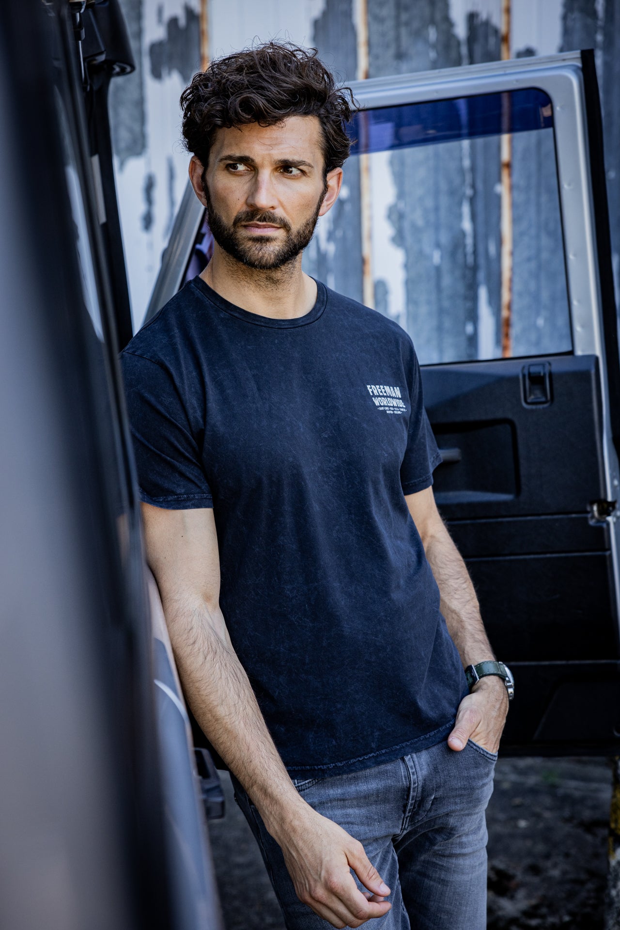 T-Shirt col rond Hombres Octave Gentleman anthra | Freeman T. Porter
