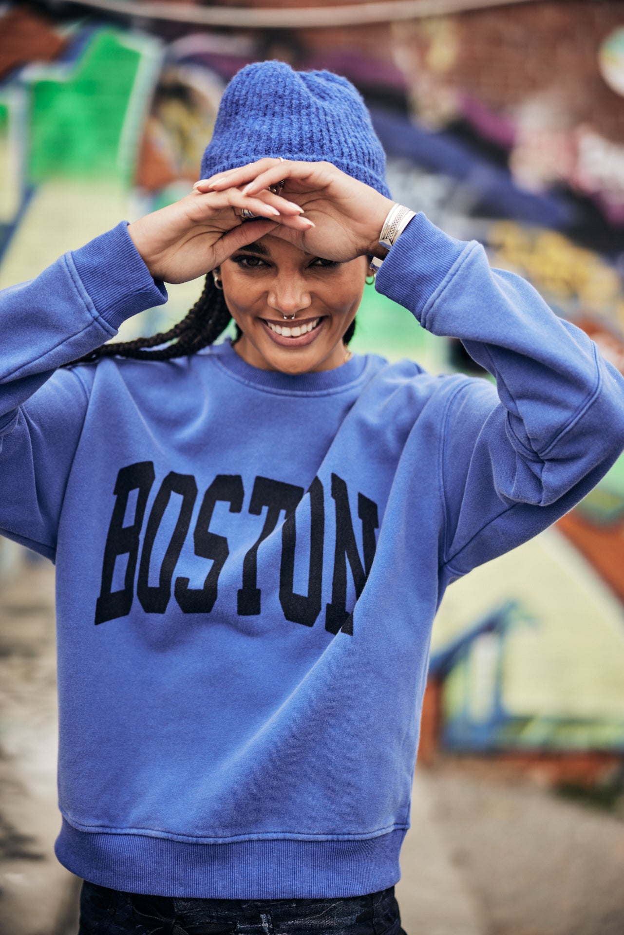 Sweat col rond Woman Solene Print Boston surf the web | Freeman T. Porter