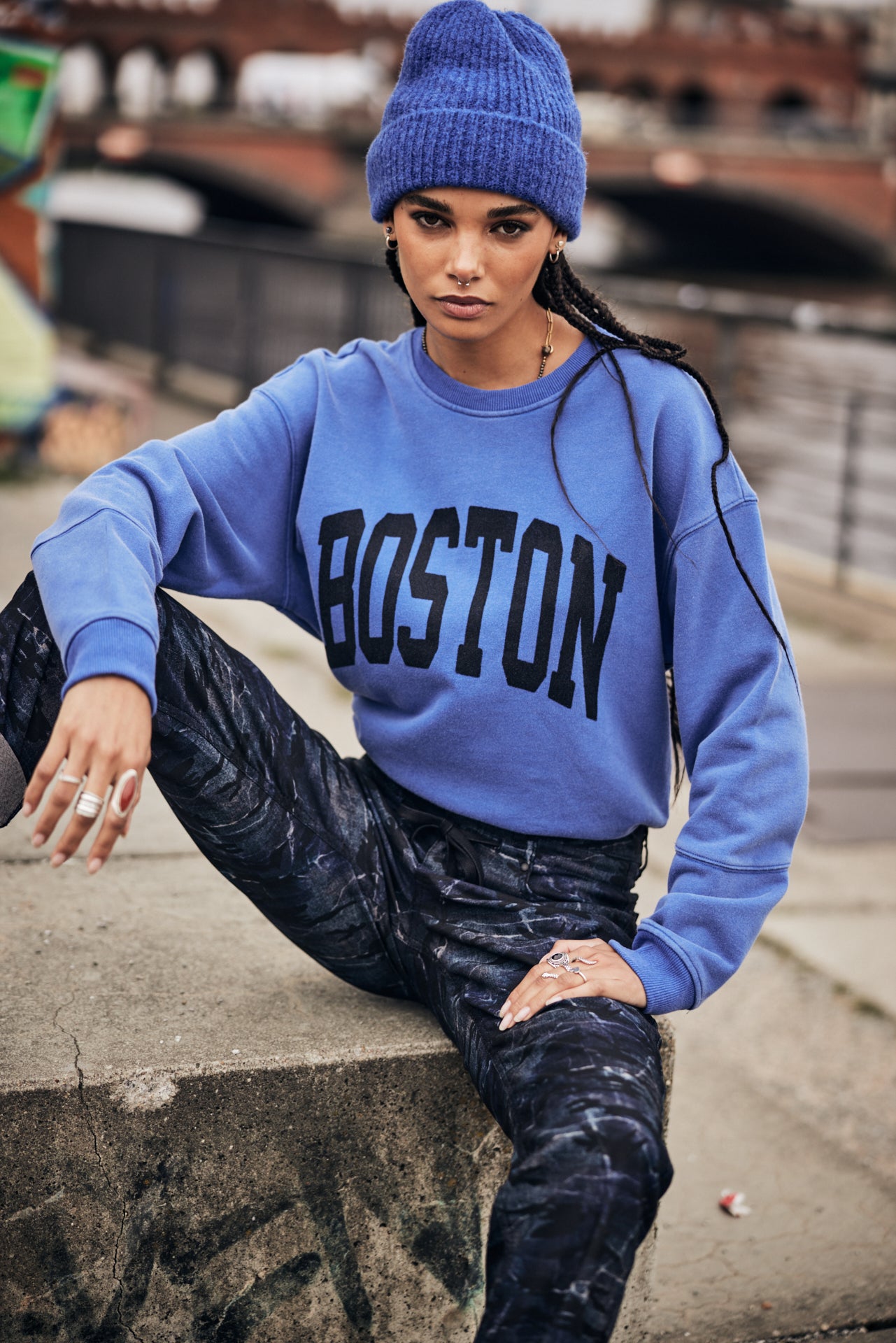 Sweat col rond Femme Solene Print Boston surf the web | Freeman T. Porter