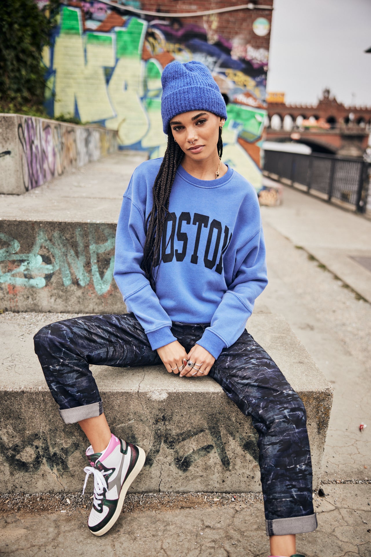 Sweat col rond Femme Solene Print Boston surf the web | Freeman T. Porter