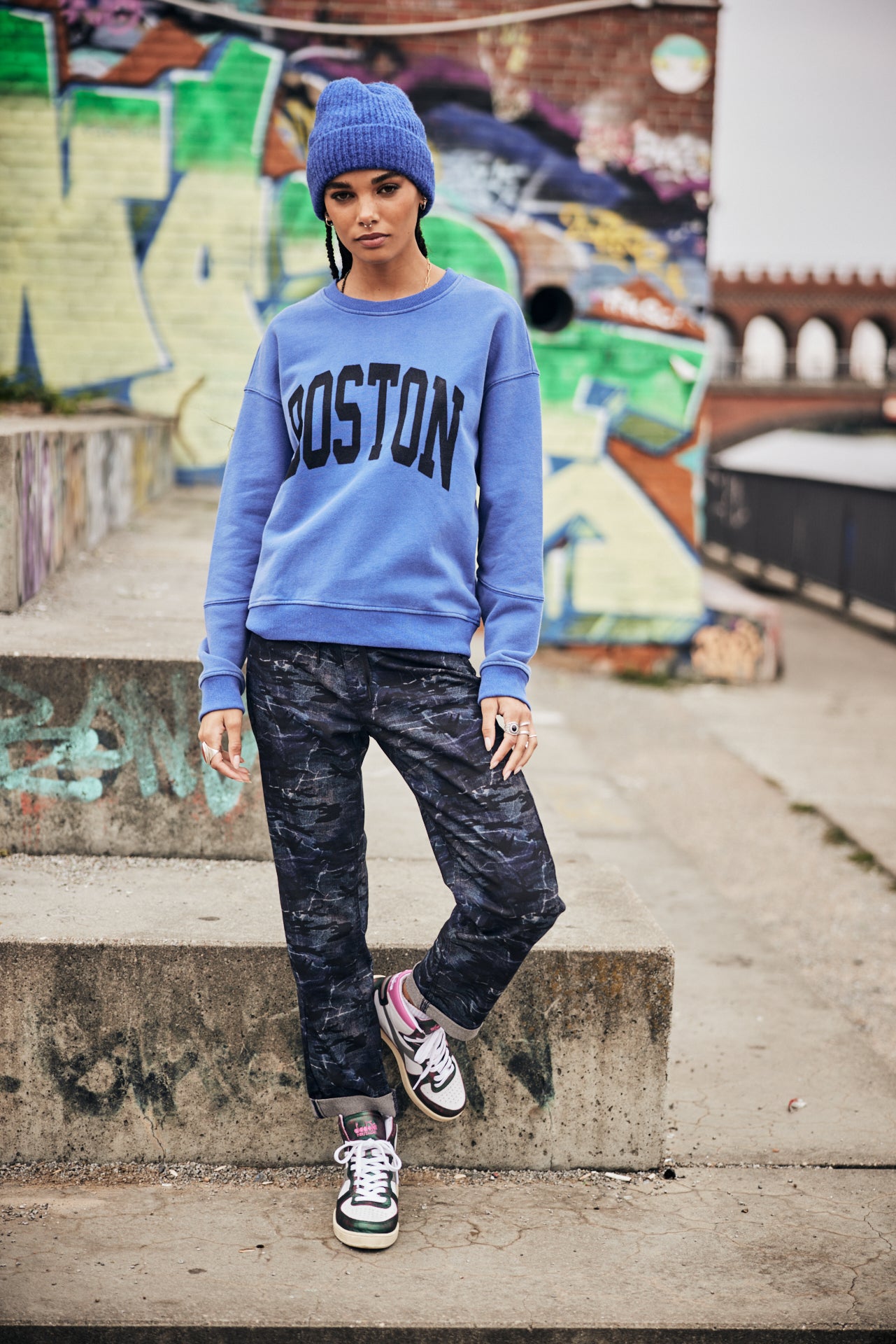 Sweat col rond Femme Solene Print Boston surf the web | Freeman T. Porter