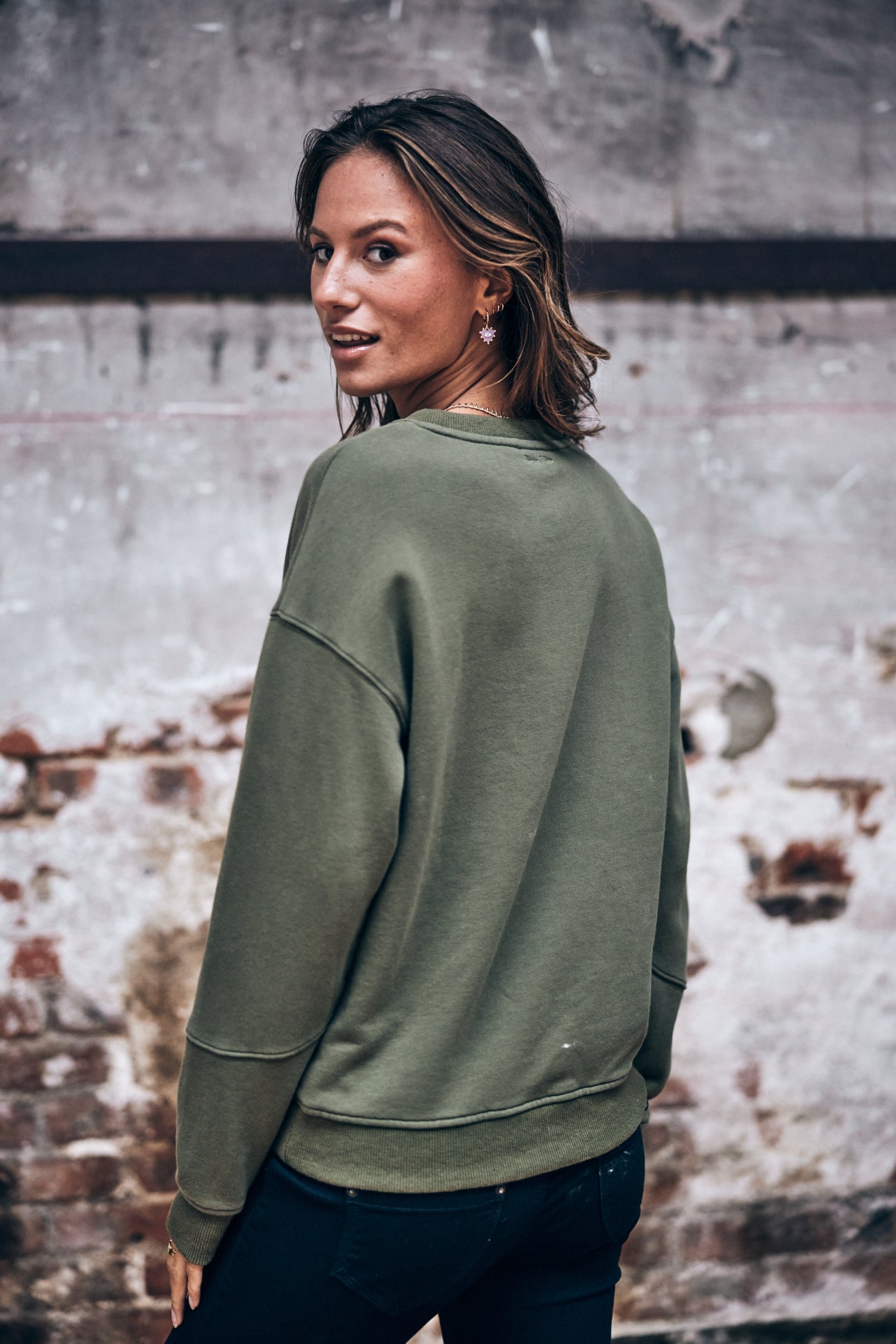 Sweat col rond Femme Solene Print Dakota khaki | Freeman T. Porter