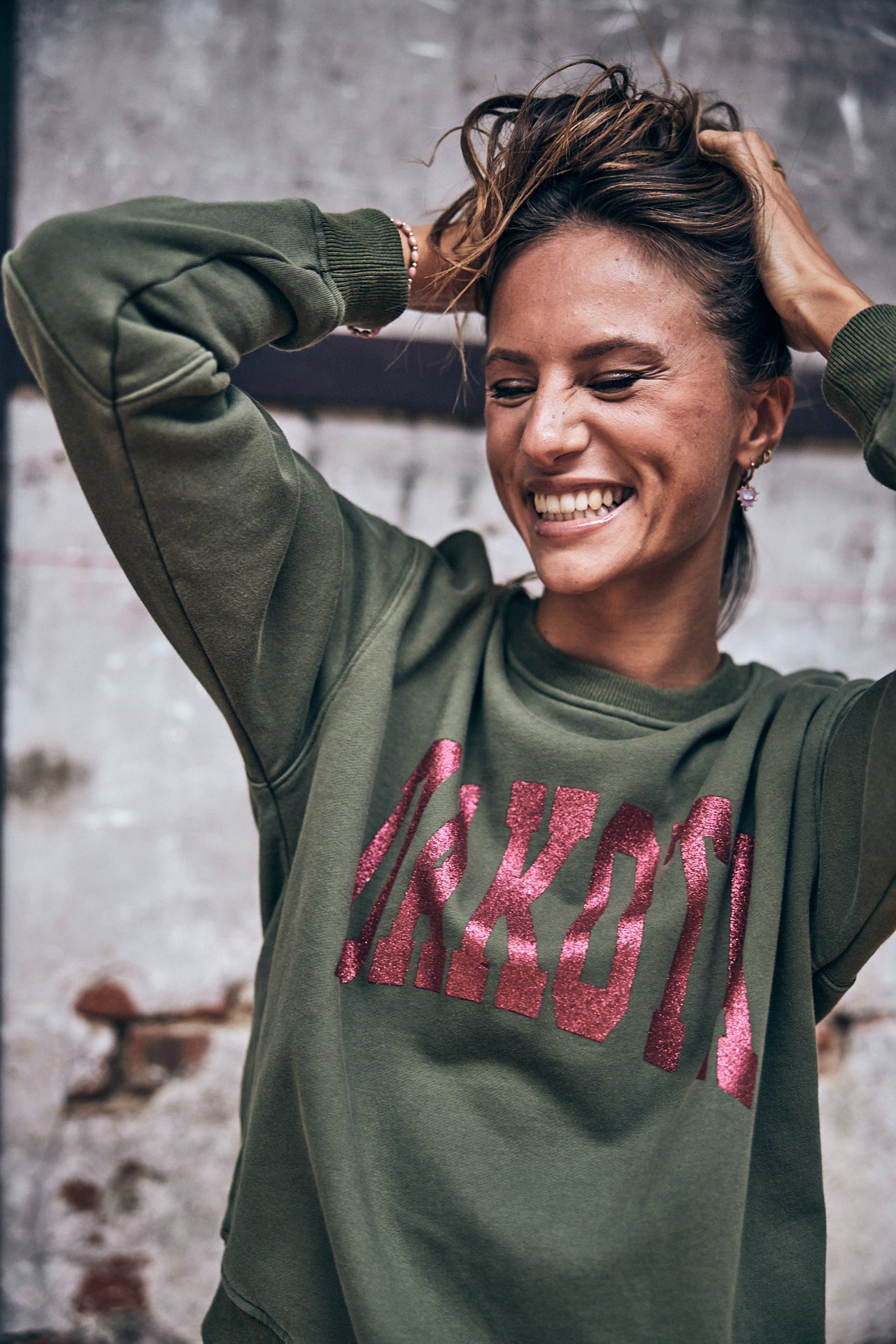 Sweat col rond Femme Solene Print Dakota khaki | Freeman T. Porter