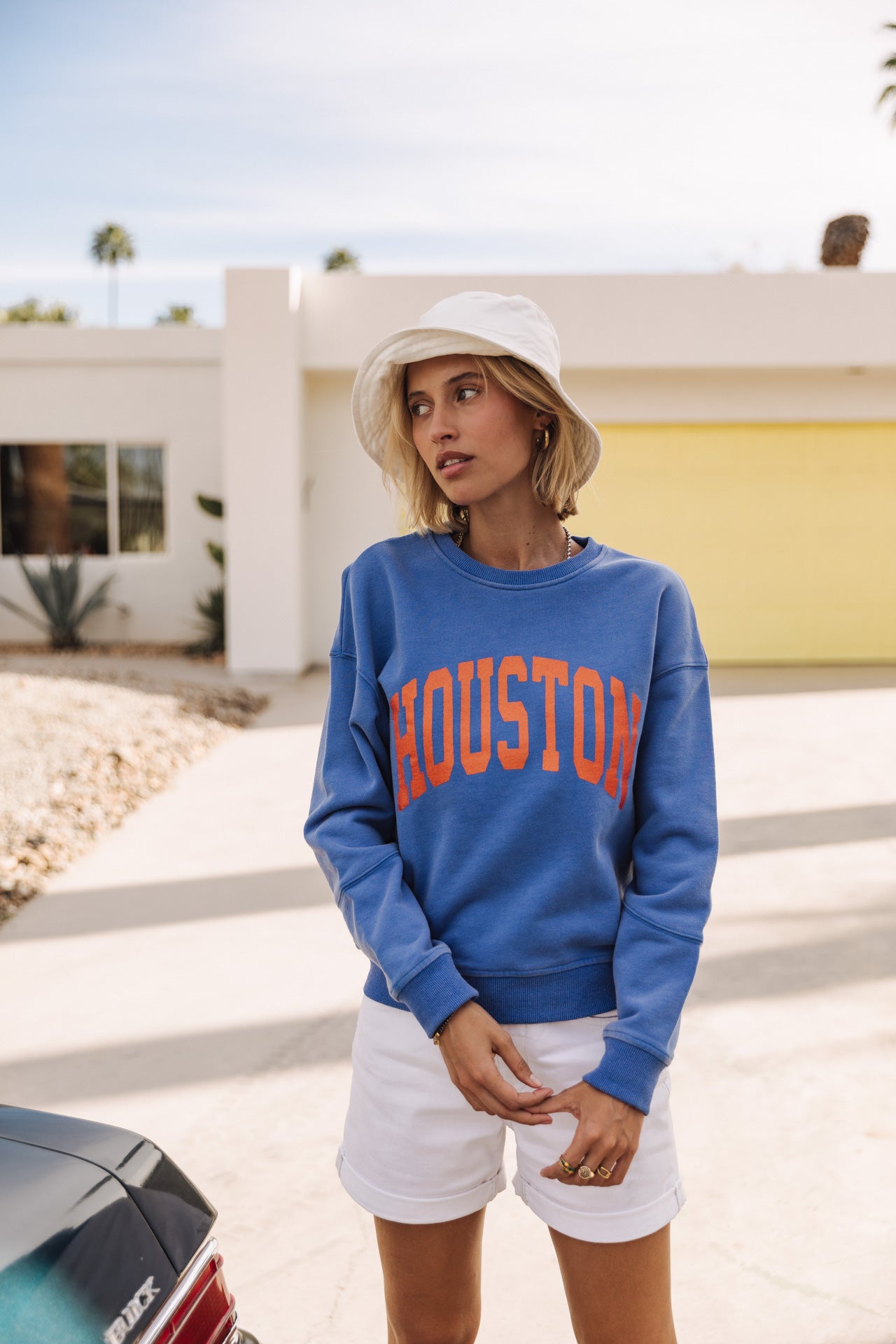Sweat col rond Woman Solene Print Houston princess blue | Freeman T. Porter