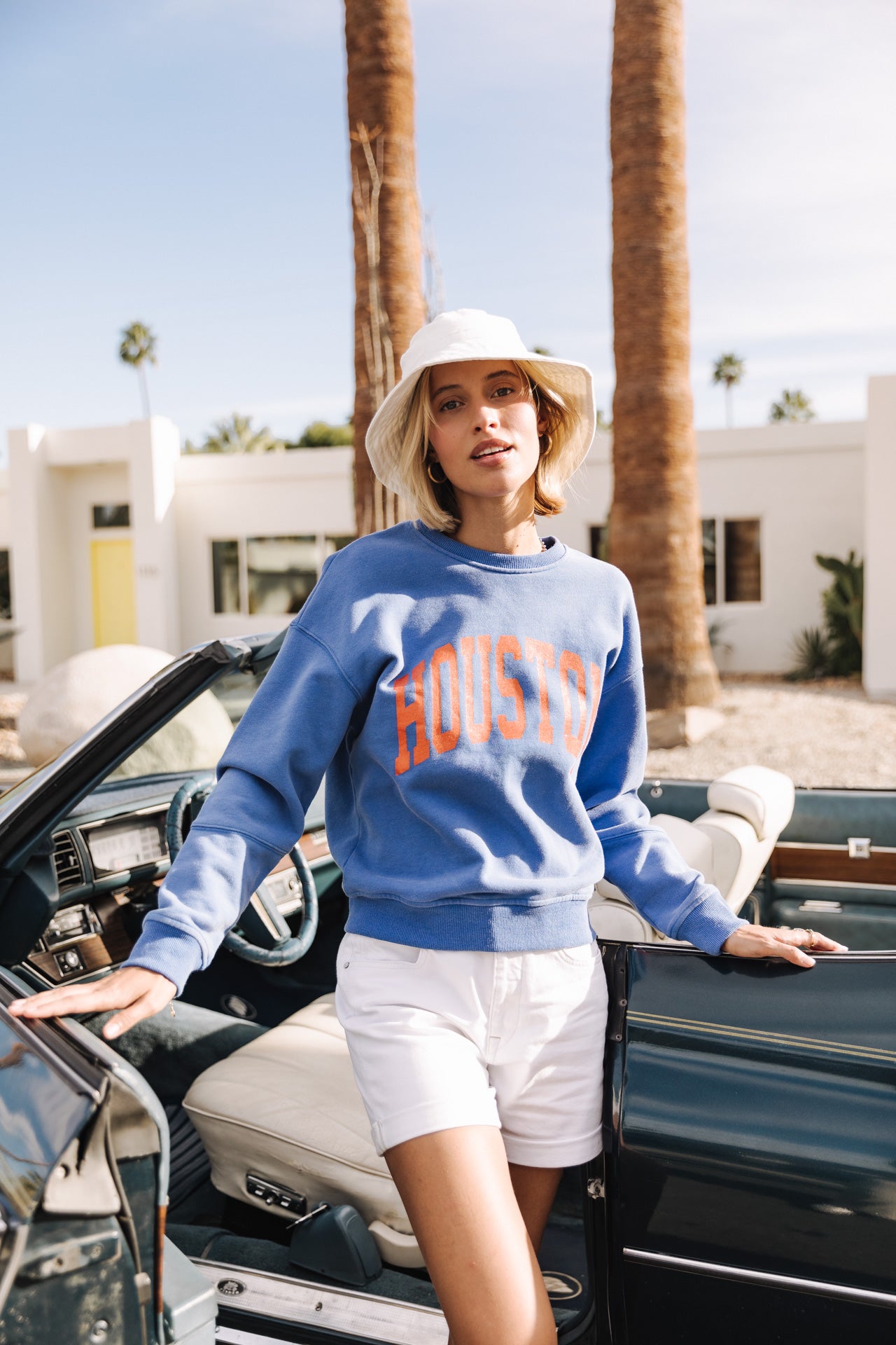 Sweat col rond Frau Solene Print Houston princess blue | Freeman T. Porter