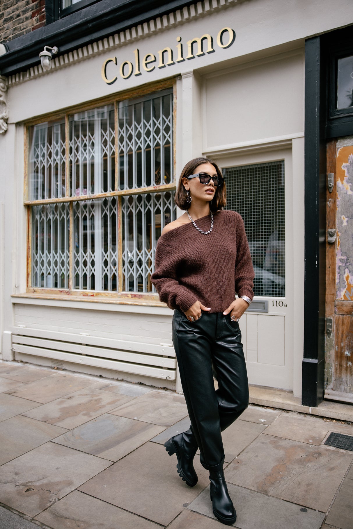 Pull col bateau Frau Peria Rib dark brown | Freeman T. Porter