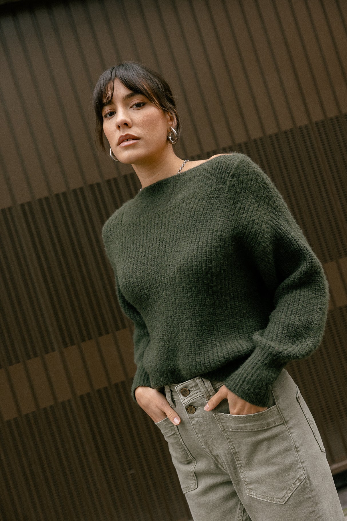 Pull col bateau Femme Peria Rib khaki | Freeman T. Porter