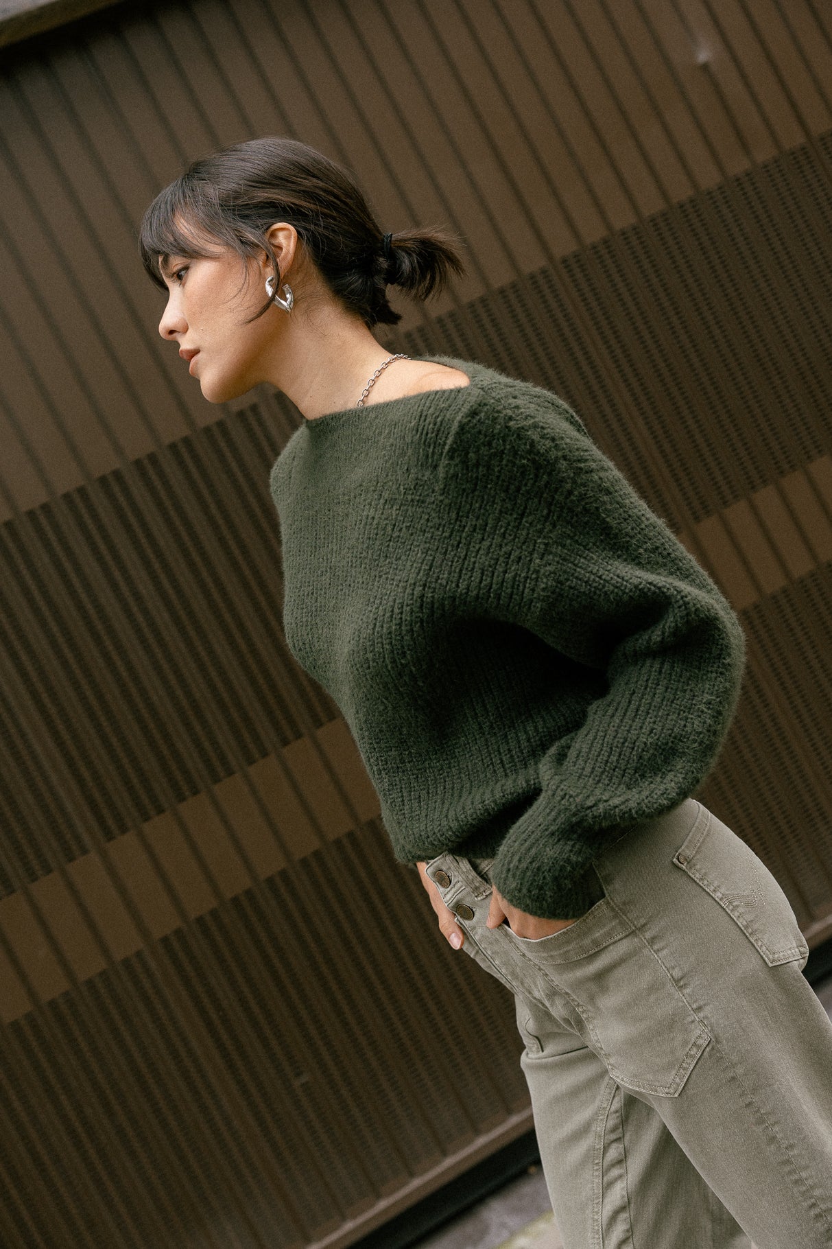 Pull col bateau Femme Peria Rib khaki | Freeman T. Porter
