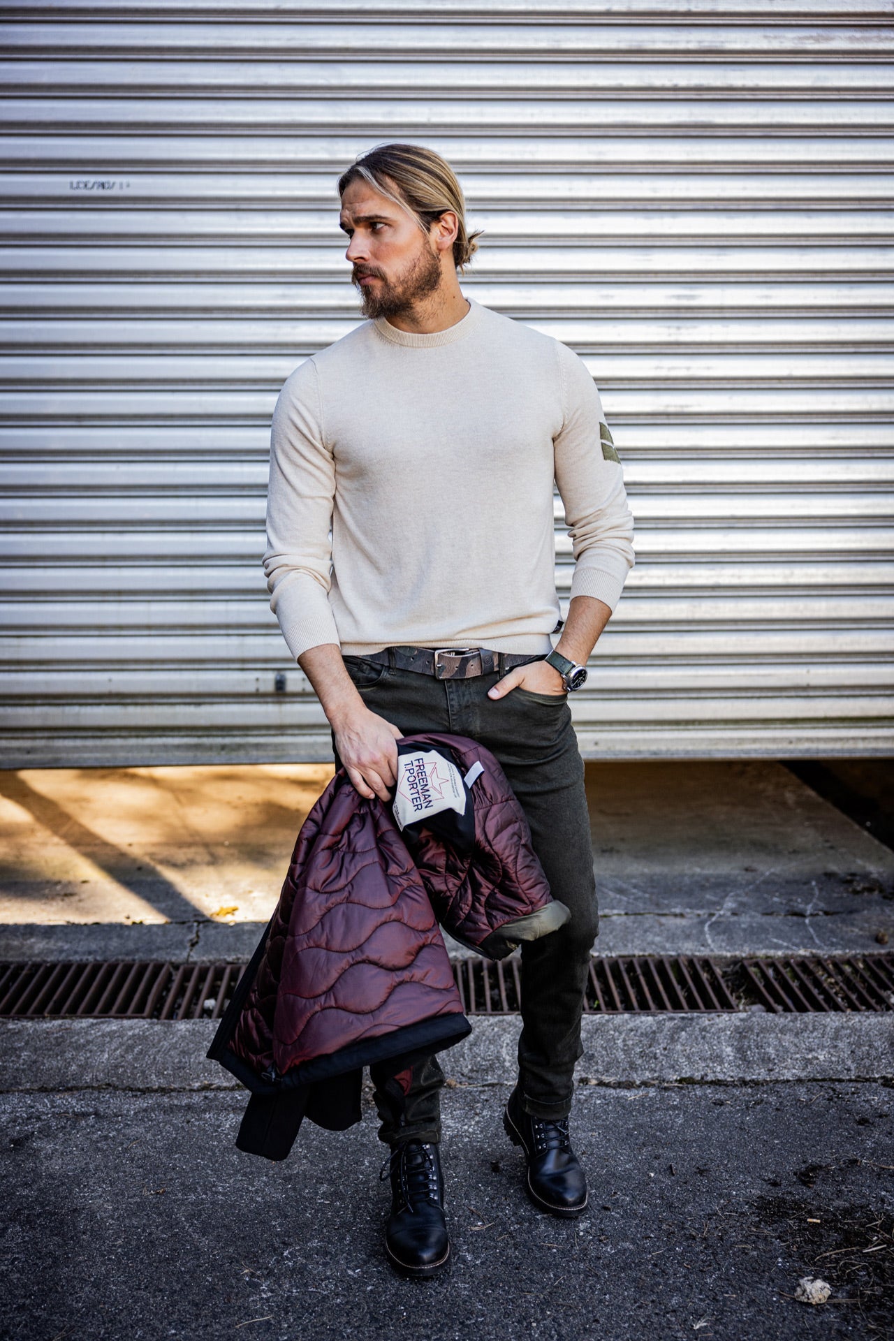 Pull col rond Men Sonny Nacka beige | Freeman T. Porter