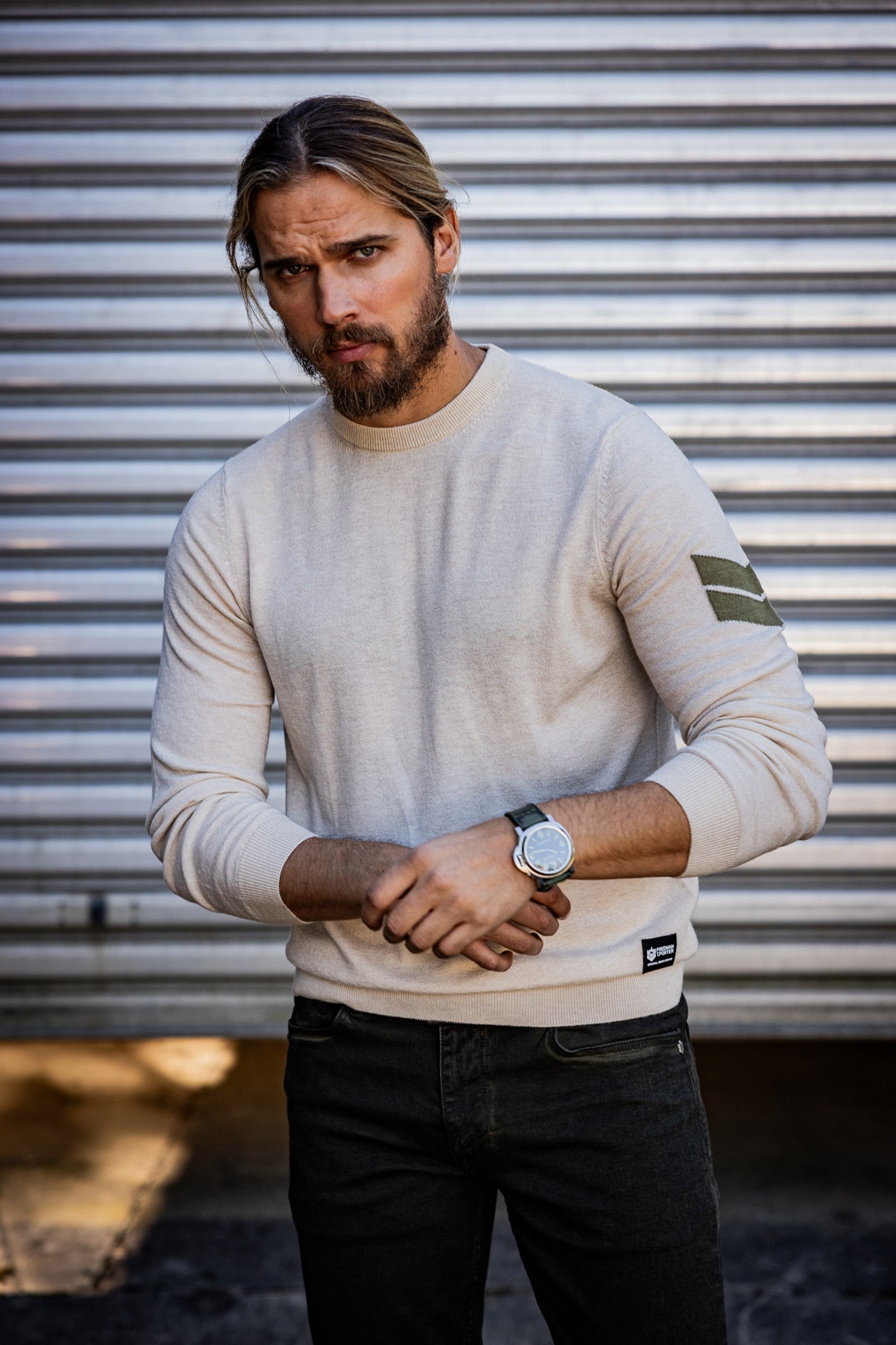 Pull col rond Men Sonny Nacka beige | Freeman T. Porter