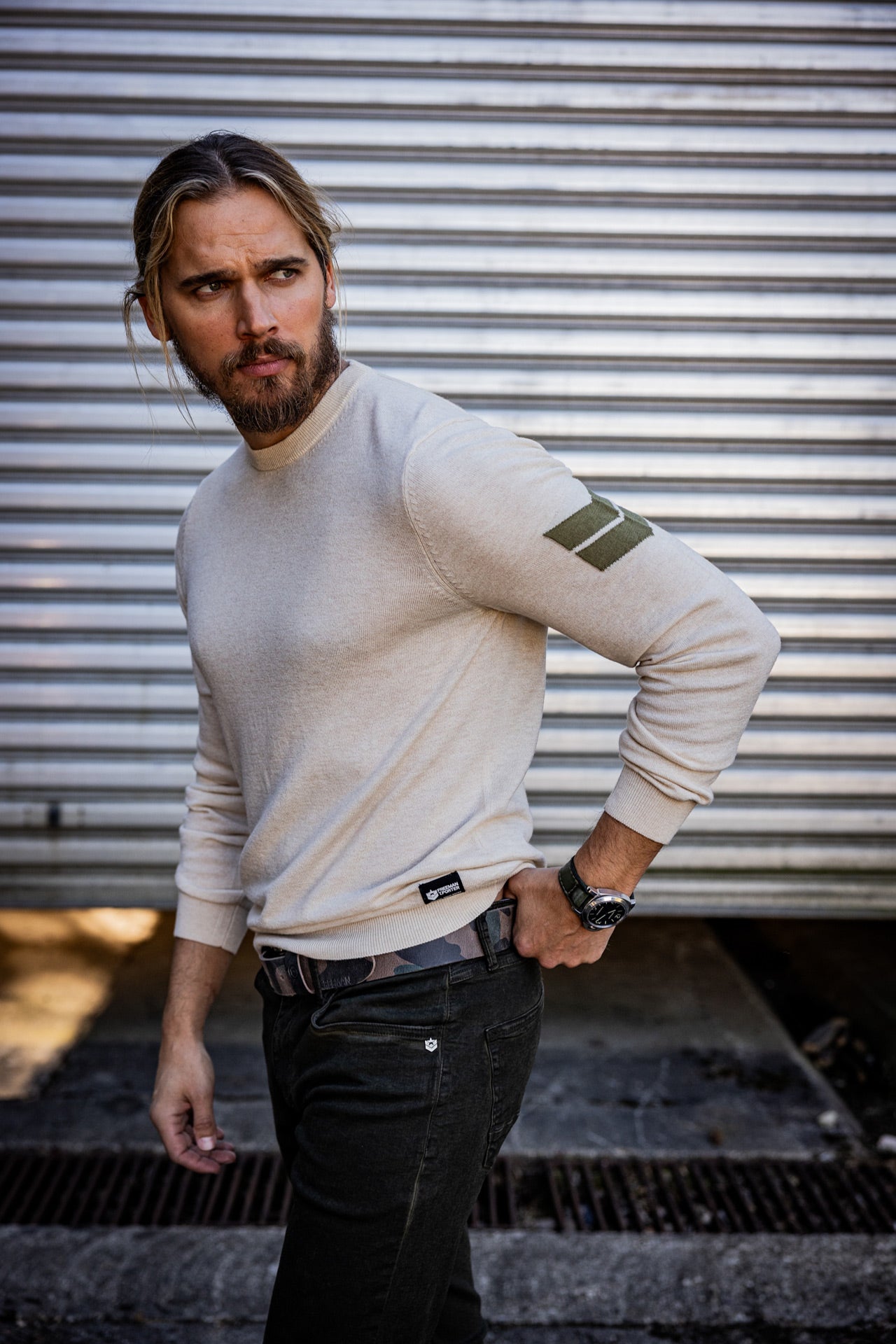 Pull col rond Men Sonny Nacka beige | Freeman T. Porter