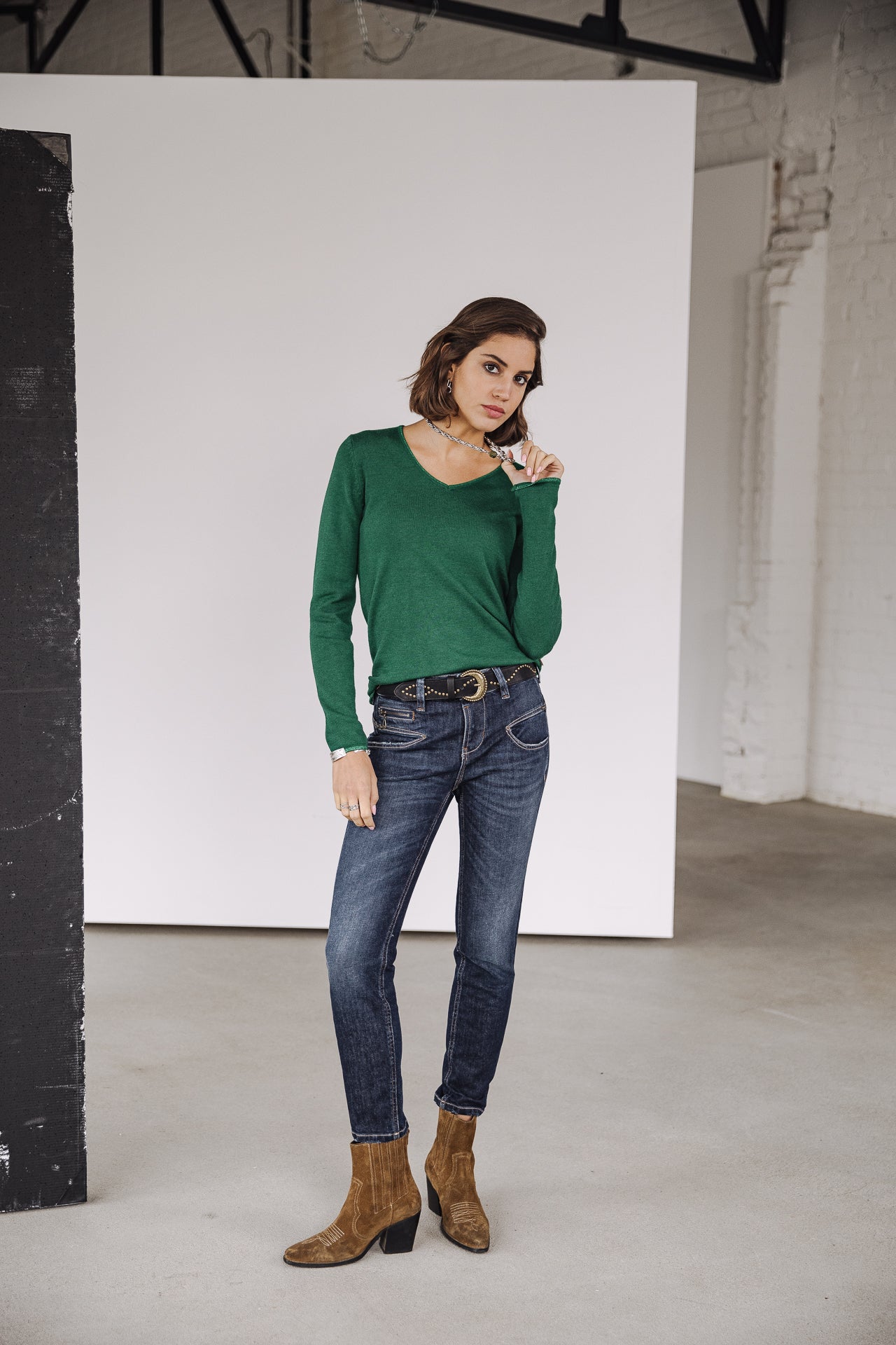 Pull ajusté Woman Lorelia pine green | Freeman T. Porter