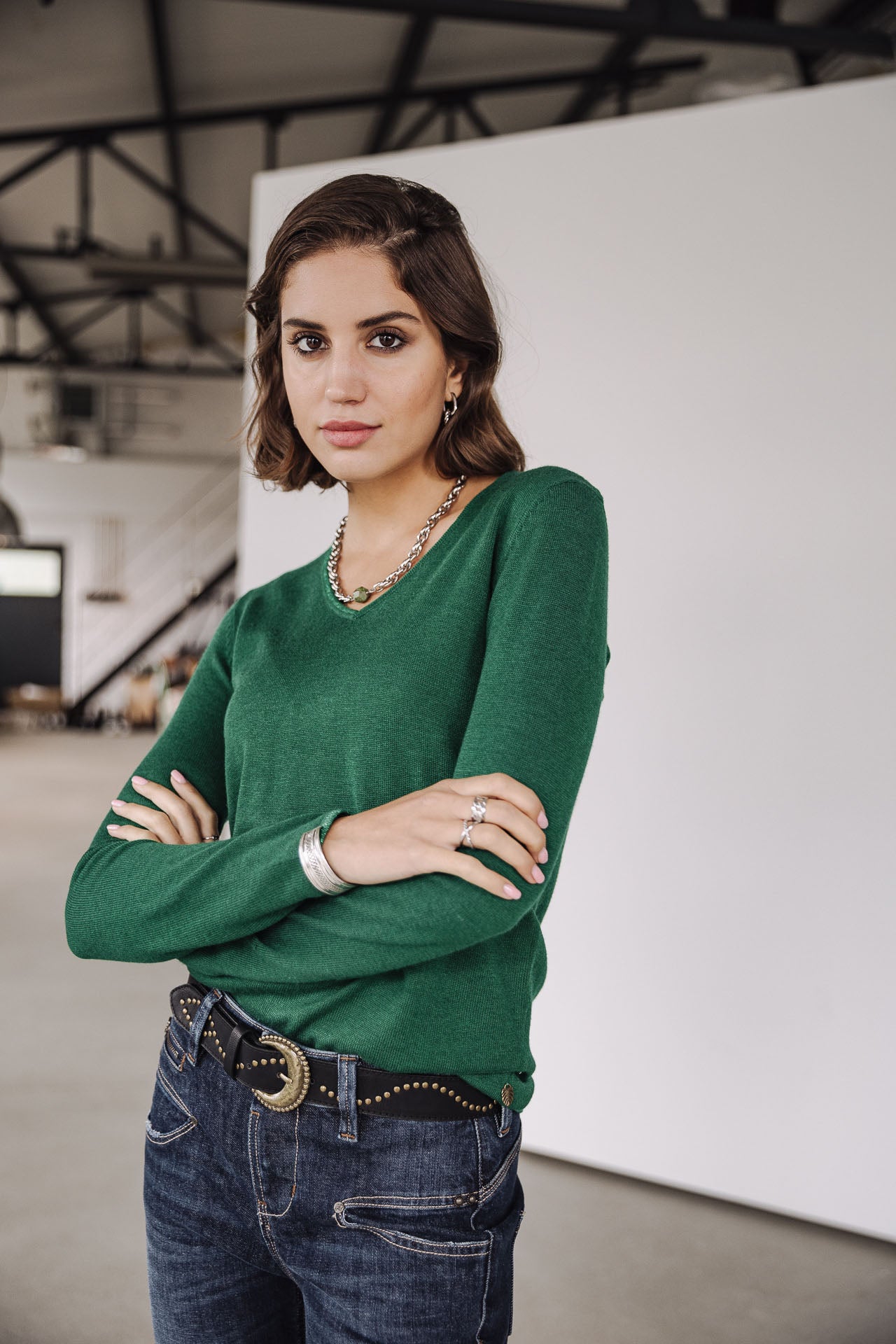 Pull ajusté Woman Lorelia pine green | Freeman T. Porter