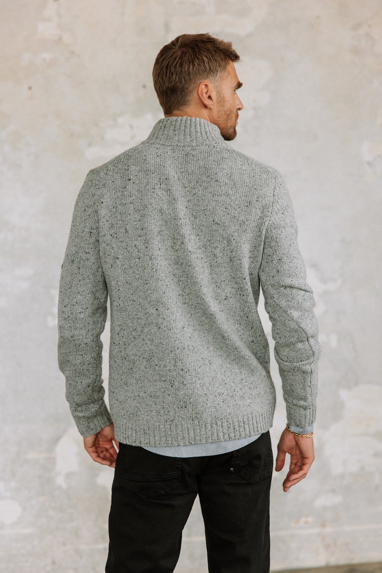 Pull col montant zippé Hombres Franky Kiruna light grey melange | Freeman T. Porter