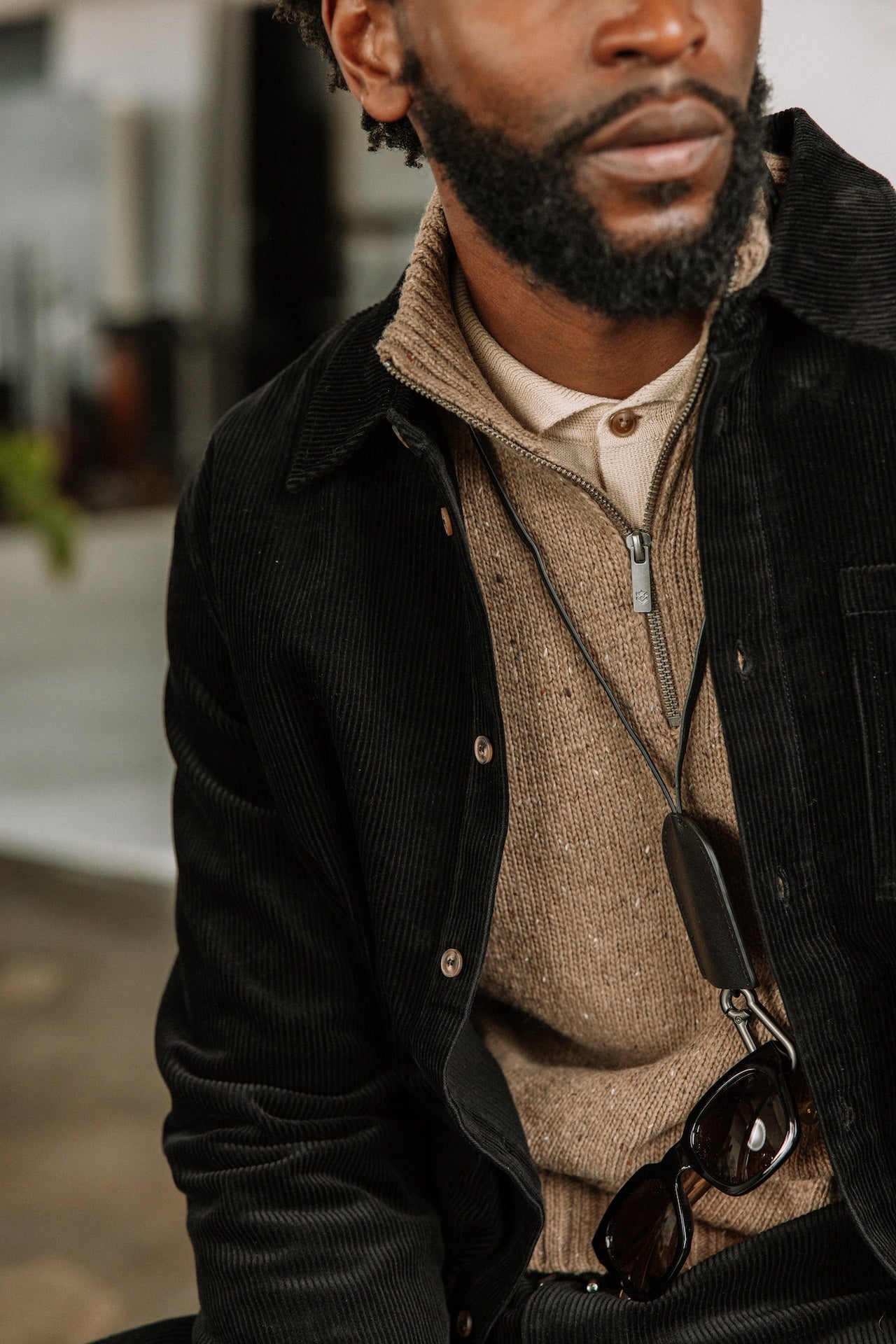 Pull col montant zippé Hombres Franky Kiruna brown melange | Freeman T. Porter