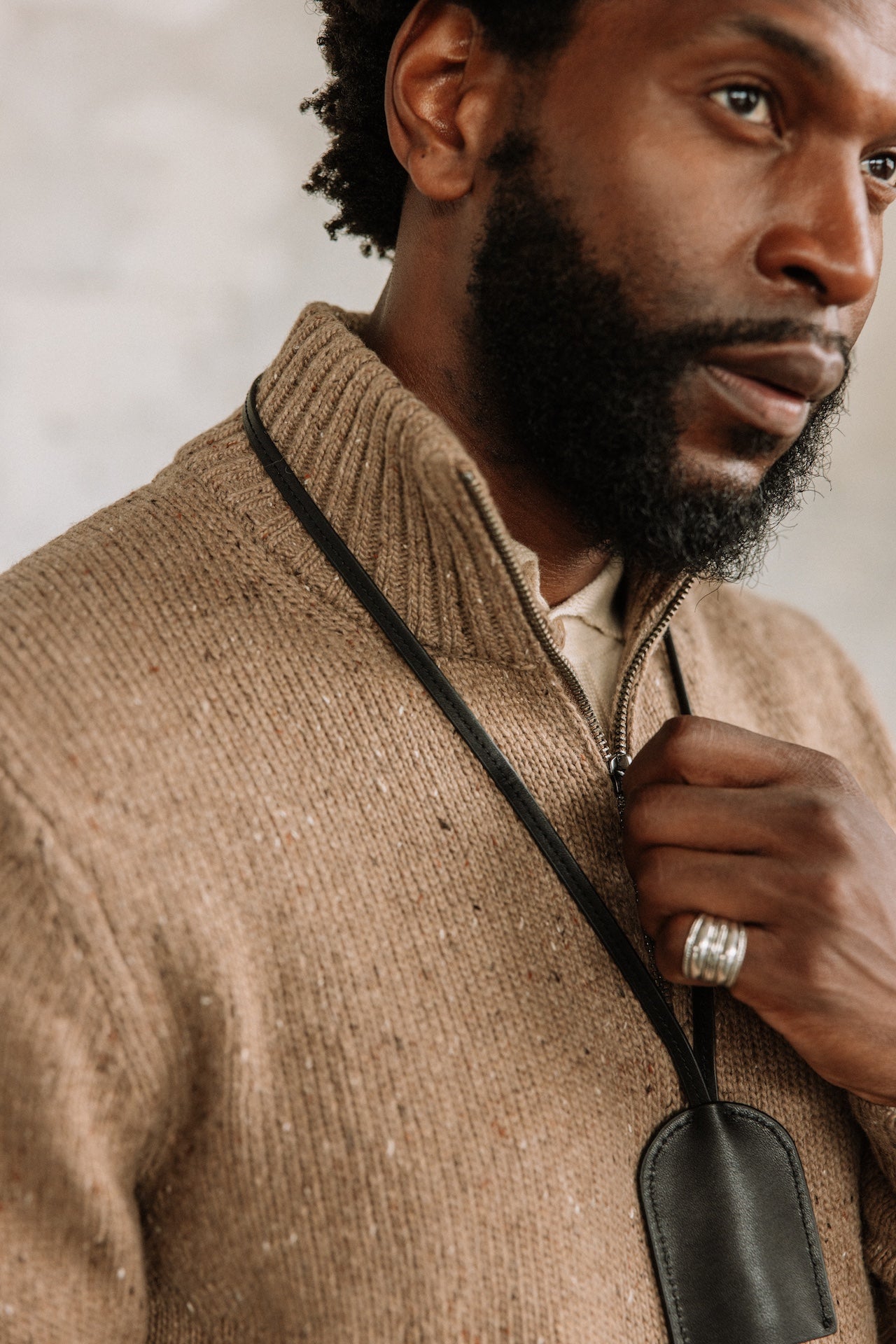 Pull col montant zippé Hombres Franky Kiruna brown melange | Freeman T. Porter