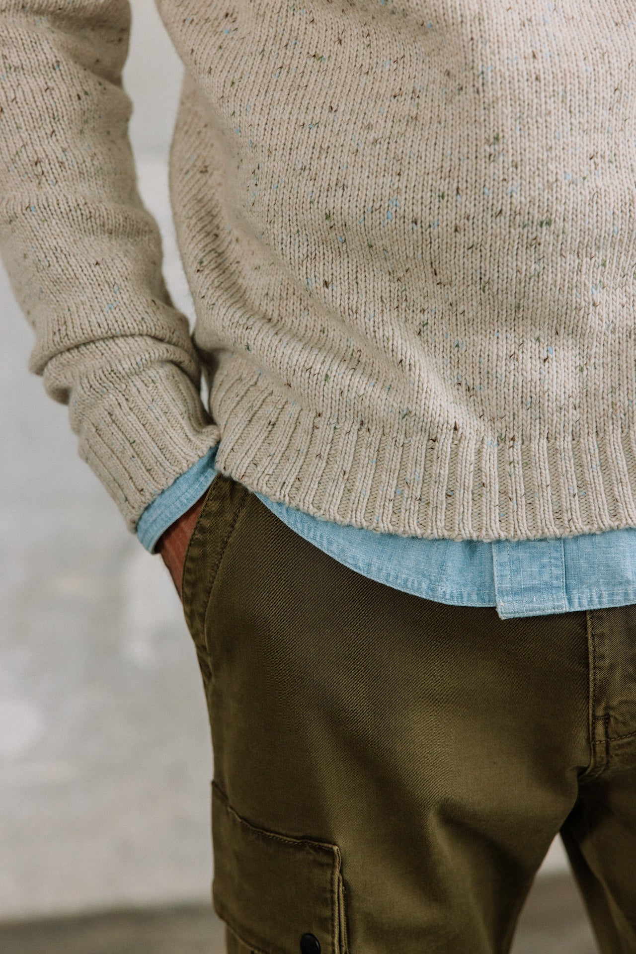 Pull col montant zippé Hombres Franky Kiruna beige melange | Freeman T. Porter