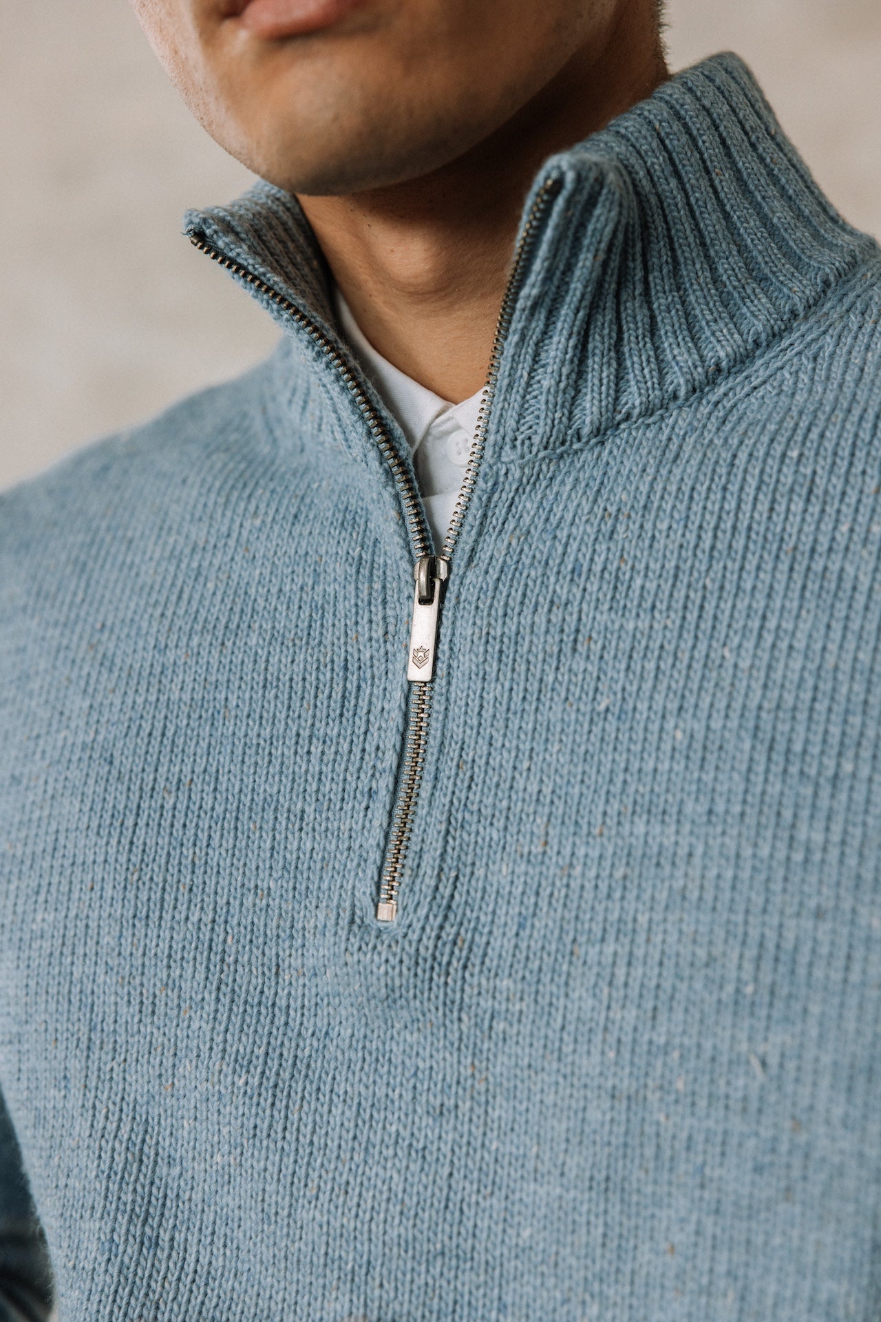 Pull col montant zippé Hombres Franky Kiruna blue melange | Freeman T. Porter