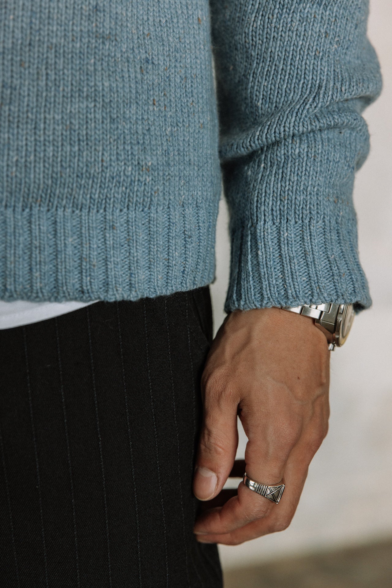 Pull col montant zippé Hombres Franky Kiruna blue melange | Freeman T. Porter