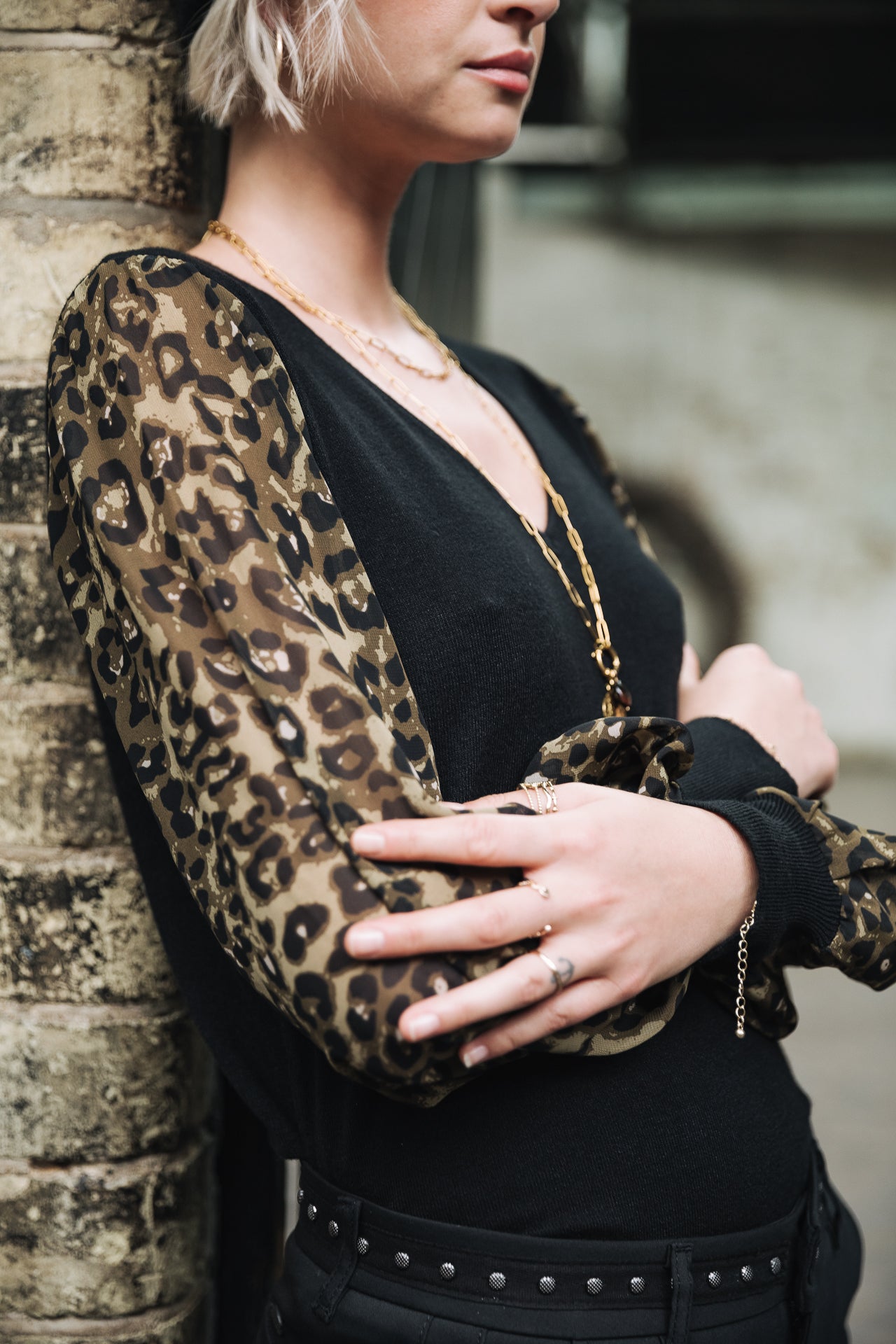 Pull ajusté Femme Laonie Leopardo black | Freeman T. Porter