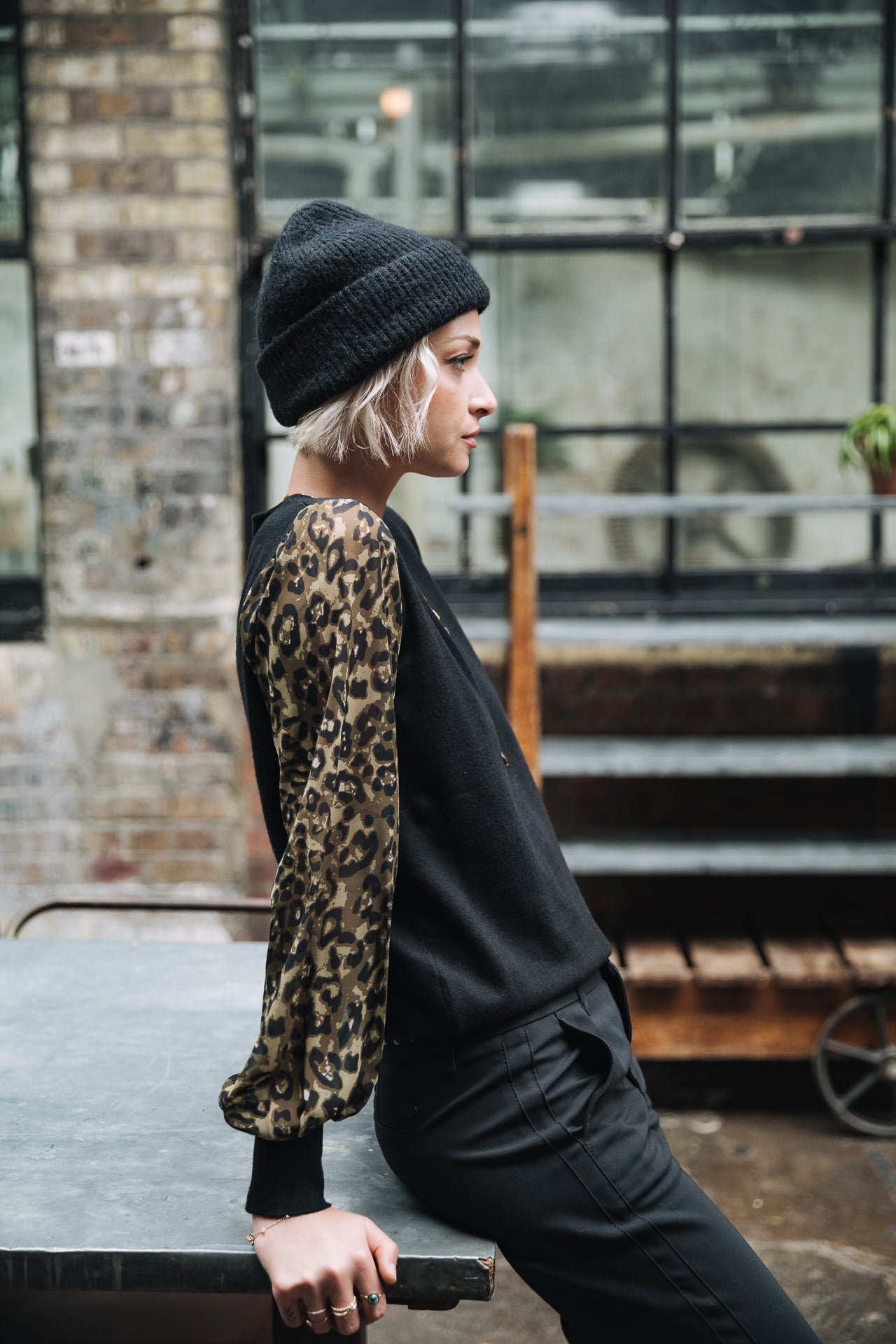 Pull ajusté Femme Laonie Leopardo black | Freeman T. Porter