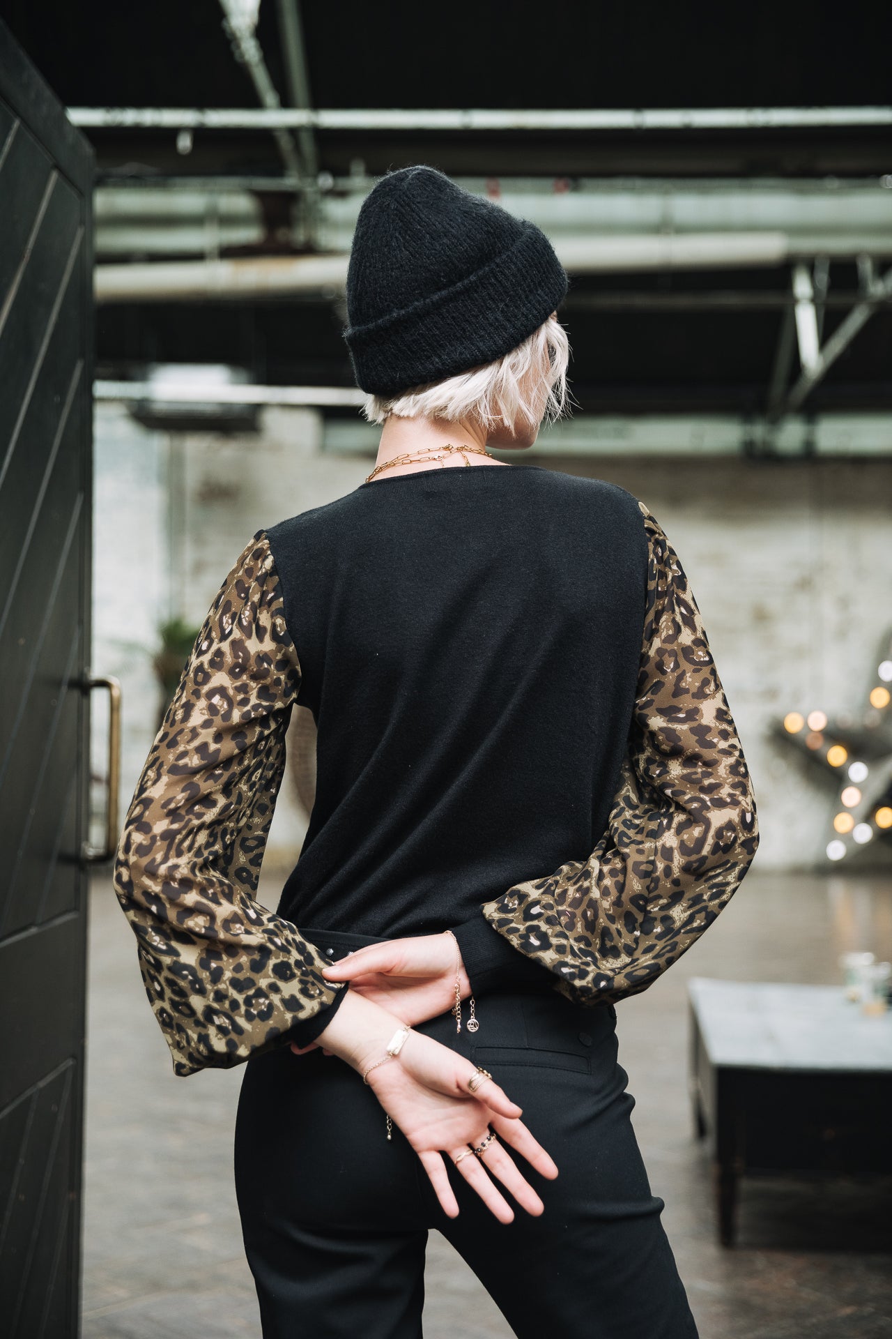 Pull ajusté Femme Laonie Leopardo black | Freeman T. Porter