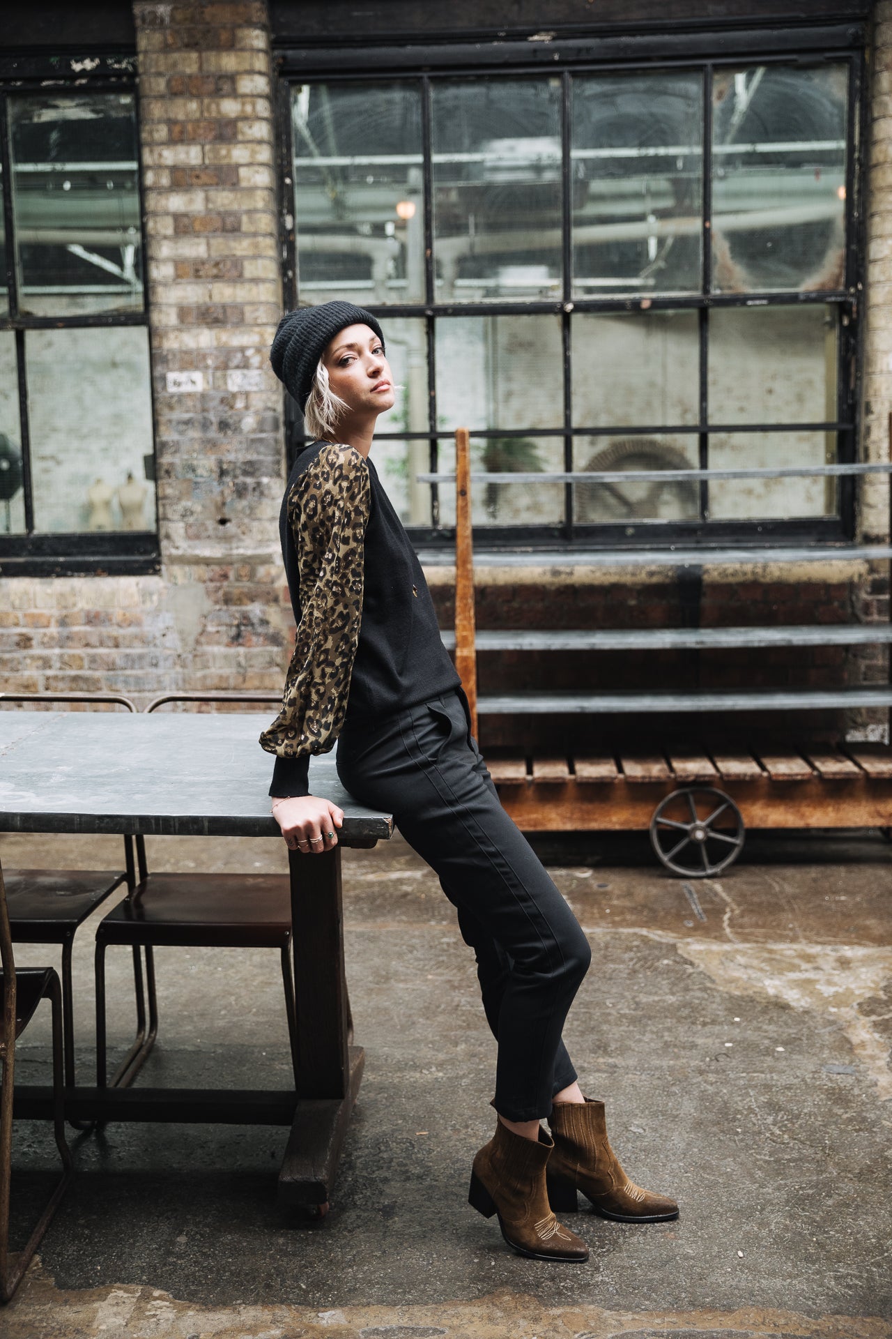 Pull ajusté Femme Laonie Leopardo black | Freeman T. Porter