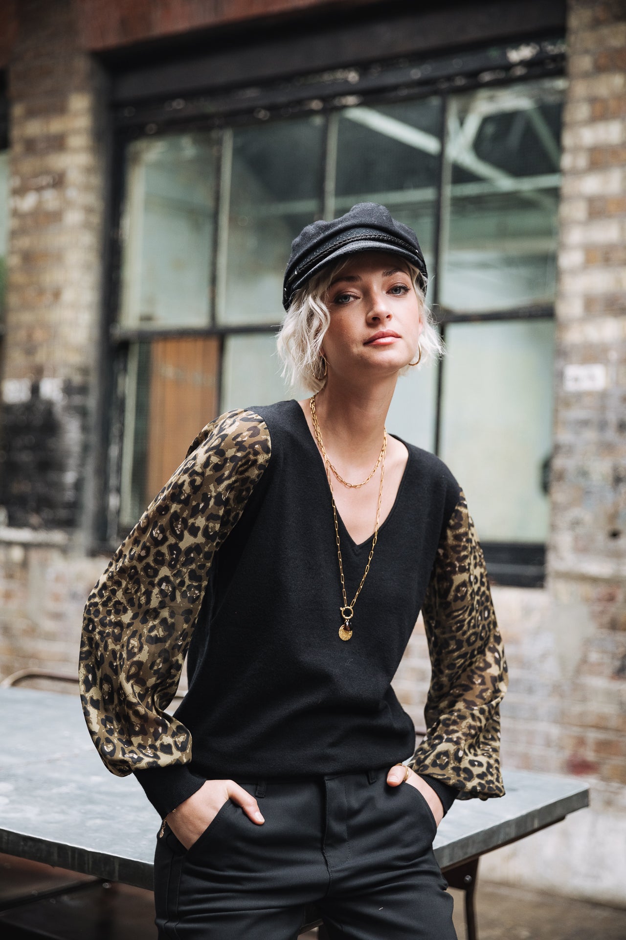 Pull ajusté Femme Laonie Leopardo black | Freeman T. Porter