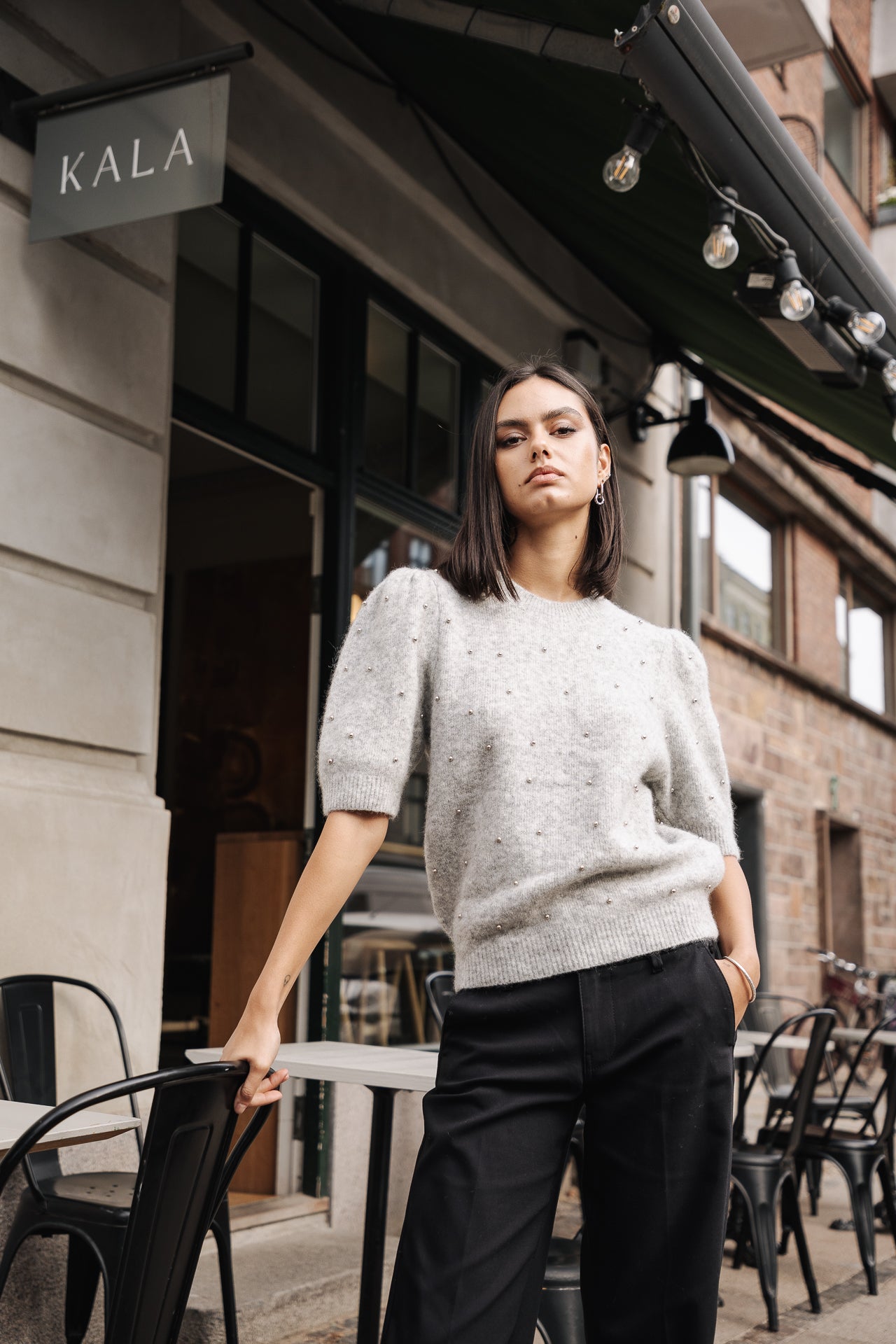 Pull manches ballon Femme Pearly grey | Freeman T. Porter
