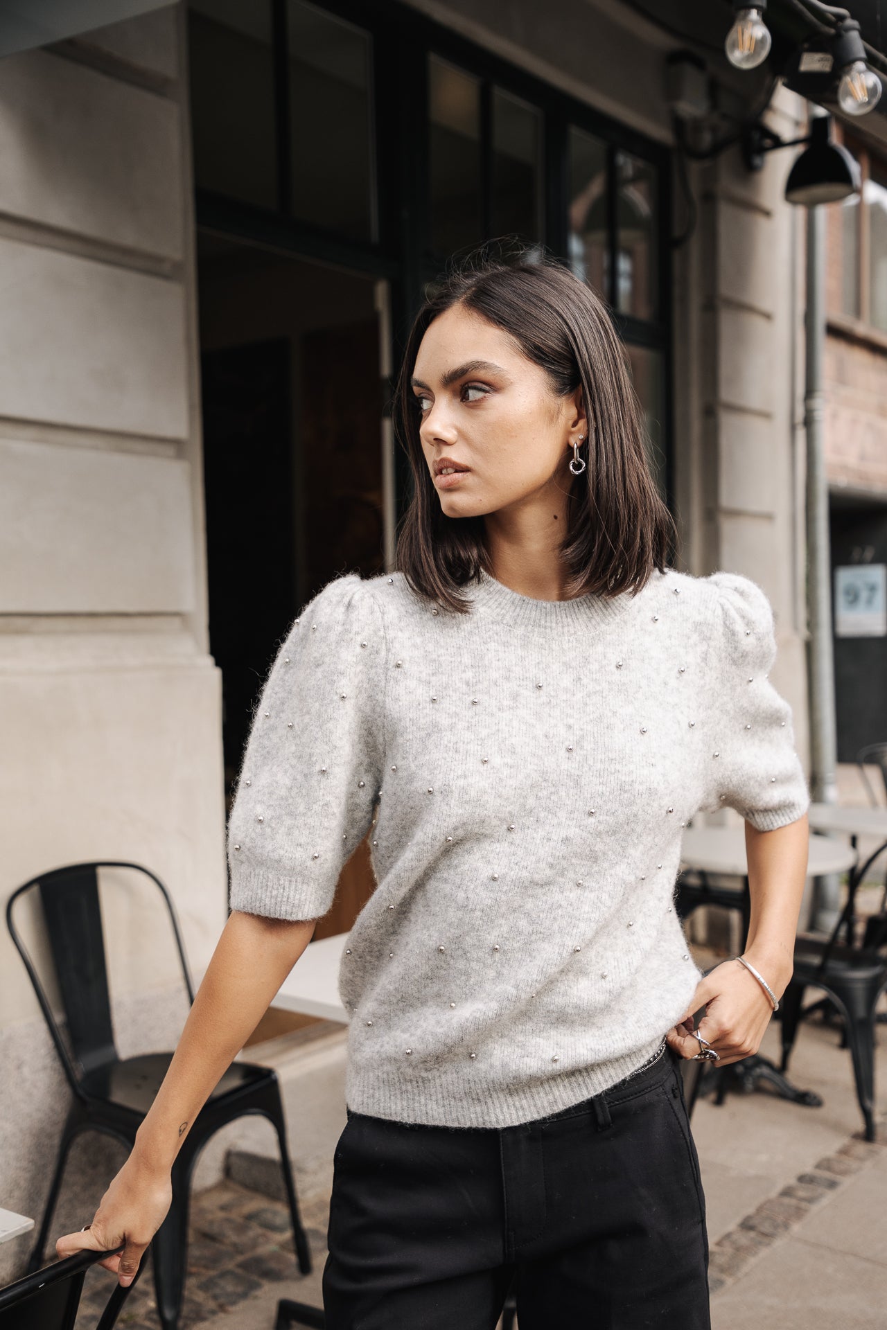 Pull manches ballon Femme Pearly grey | Freeman T. Porter