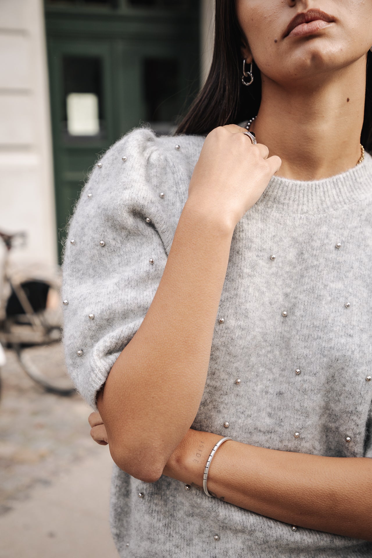 Pull manches ballon Femme Pearly grey | Freeman T. Porter