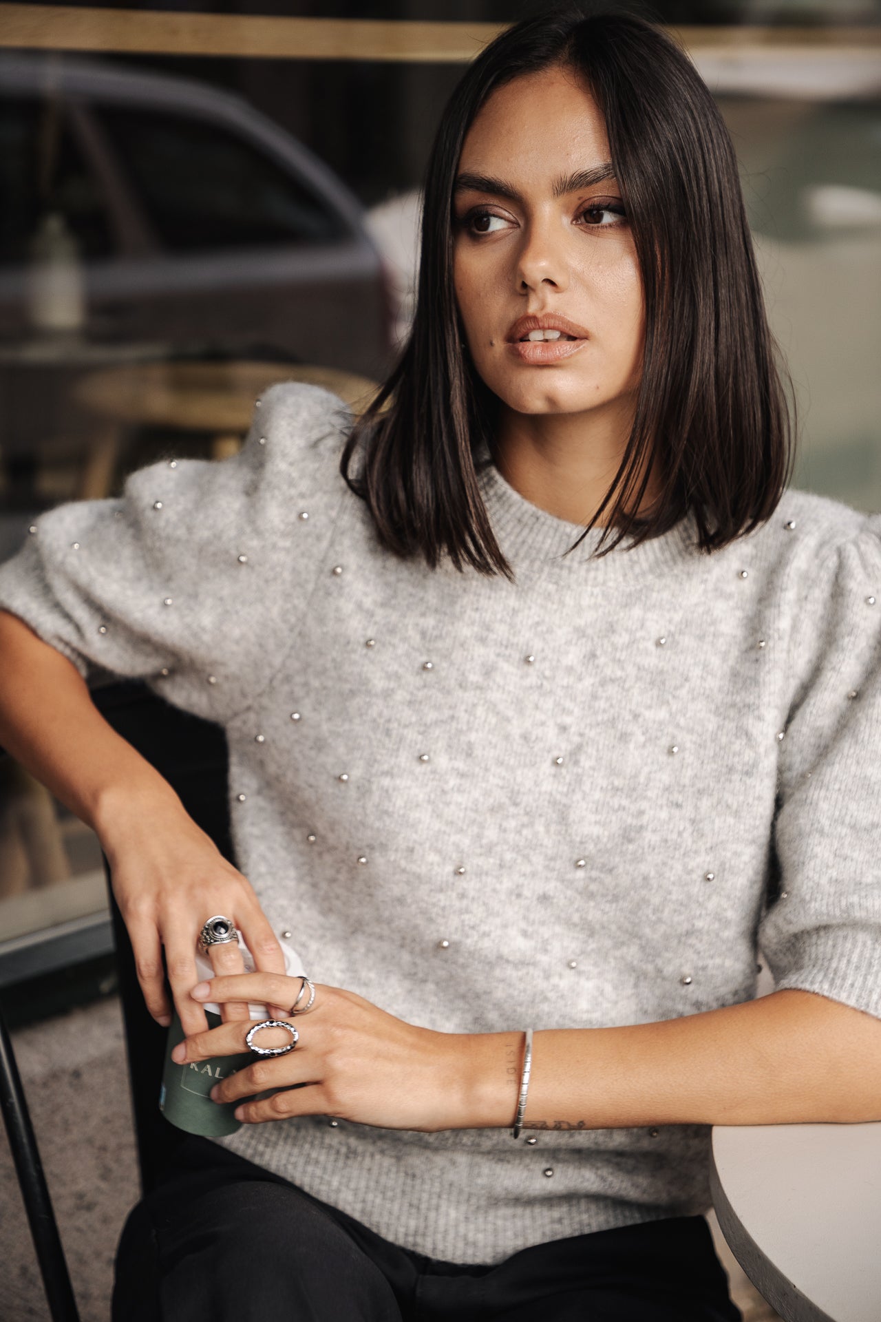 Pull manches ballon Femme Pearly grey | Freeman T. Porter